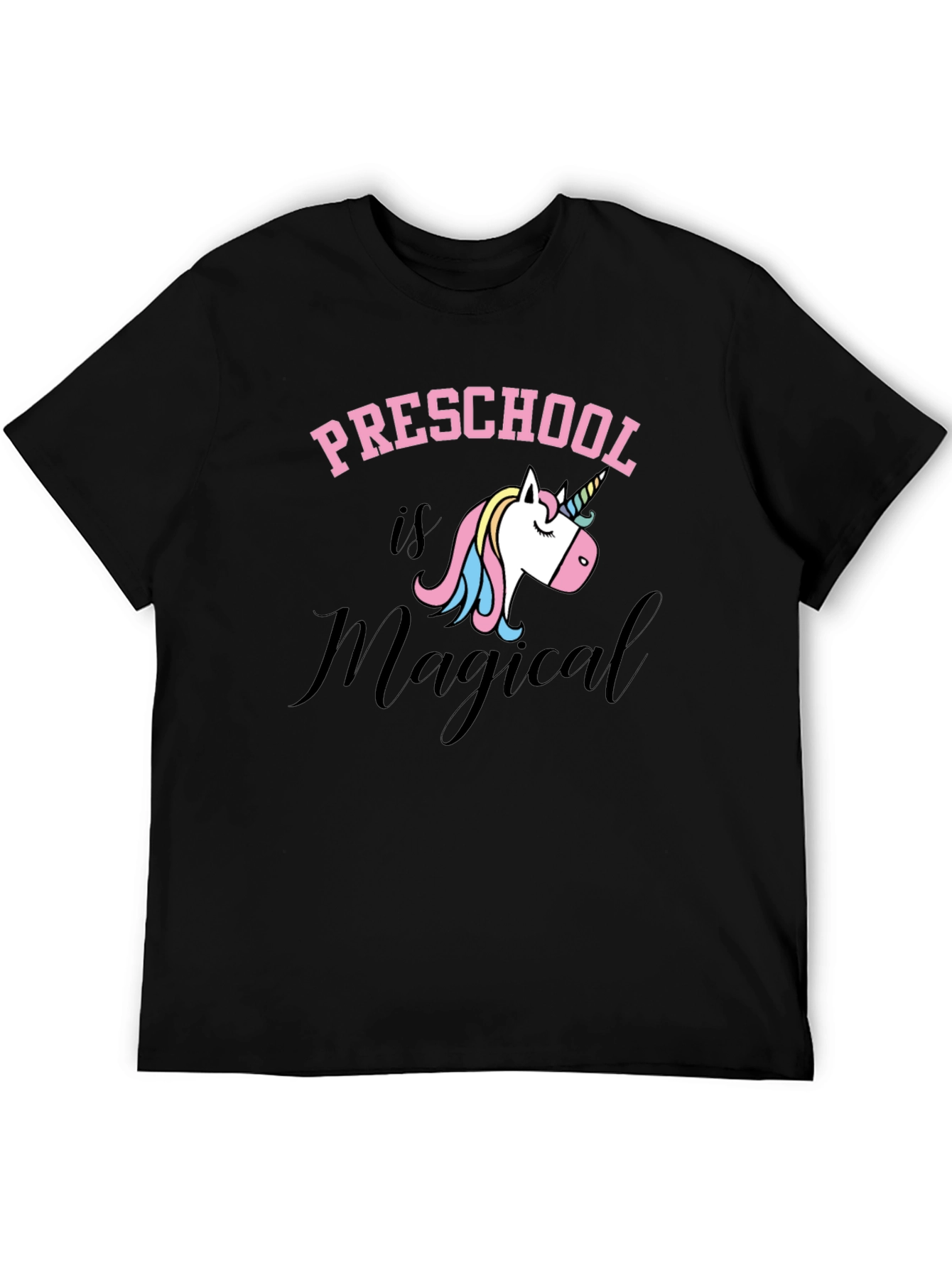 Preschool is Magical Unicorn Black T-Shirt