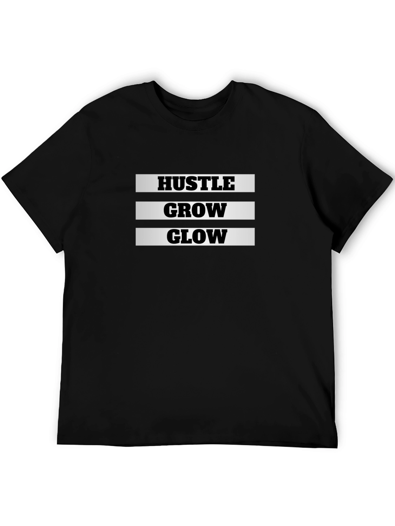 Hustle Grow Glow Black Graphic T-Shirt