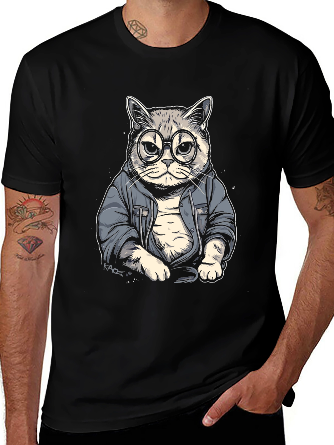 Cool Cat Tee - Hipster Animal Graphic T-Shirt