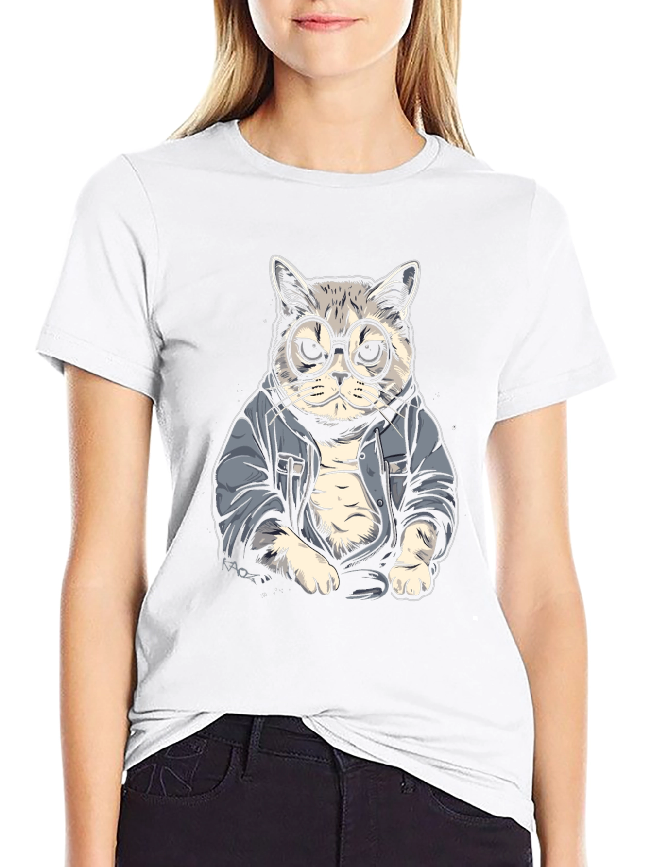 Cool Cat Tee - Hipster Animal Graphic T-Shirt
