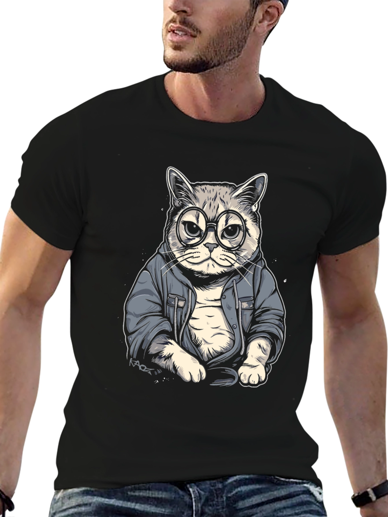 Cool Cat Tee - Hipster Animal Graphic T-Shirt