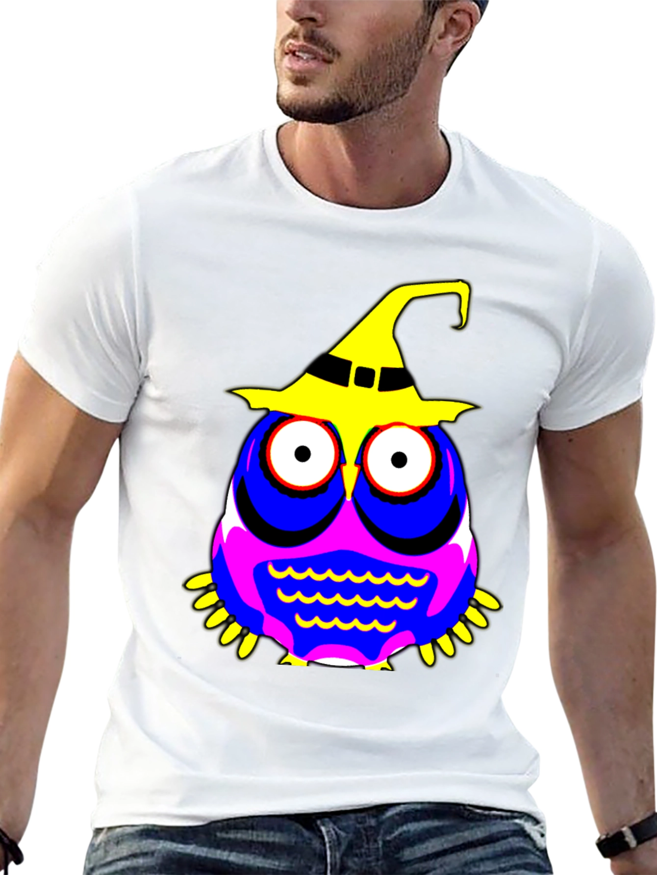 Halloween Owl Witch Hat Graphic Tee
