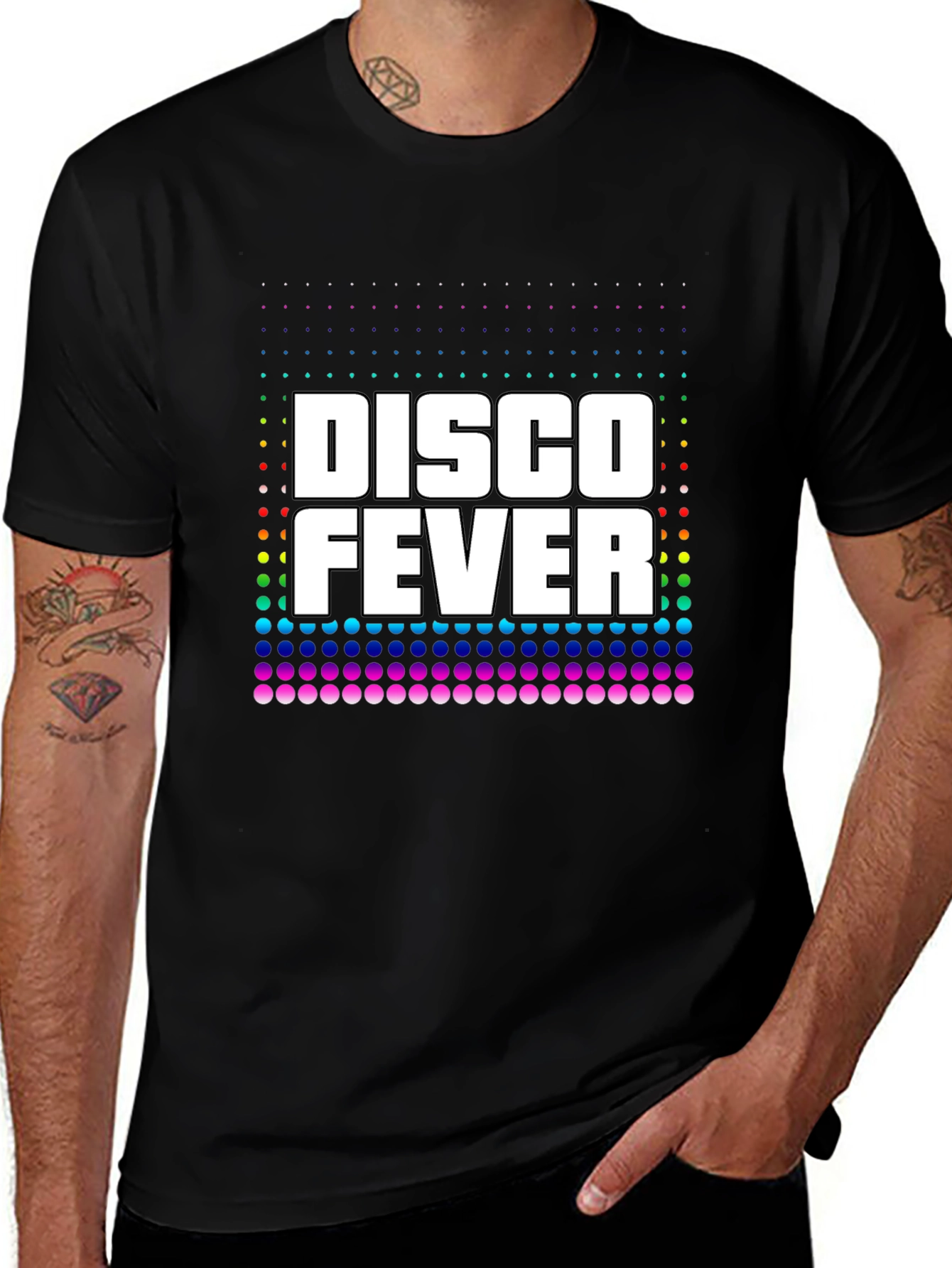 Disco Fever Graphic Print Black T-Shirt