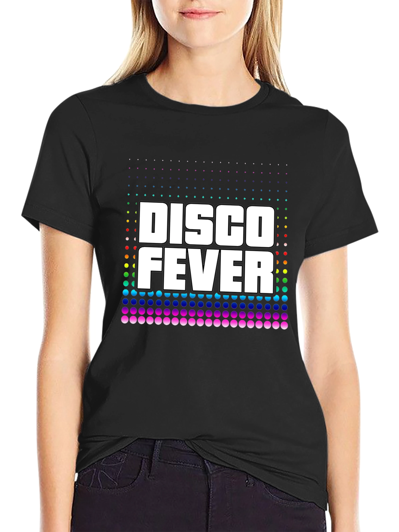 Disco Fever Graphic Print Black T-Shirt
