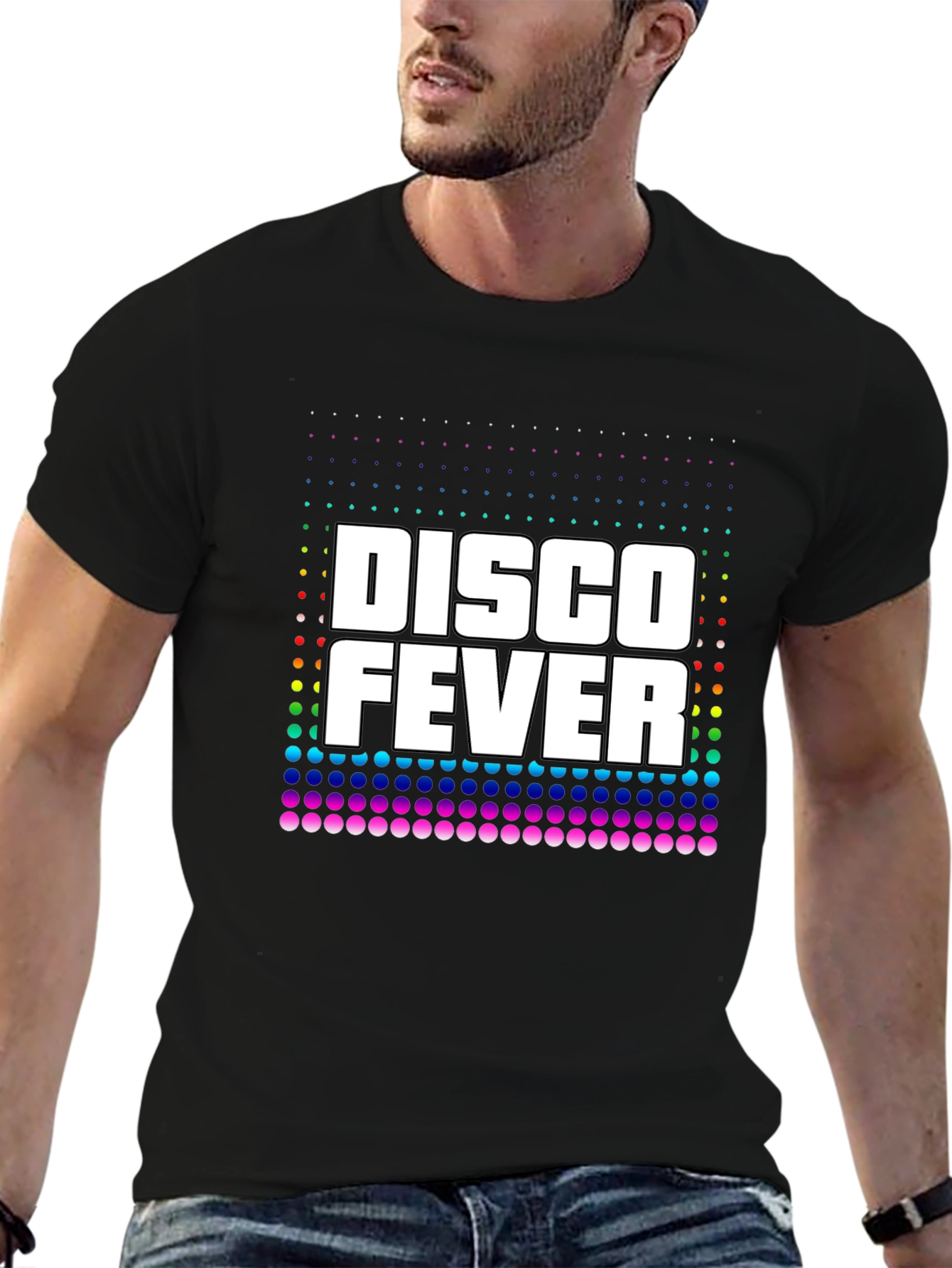 Disco Fever Graphic Print Black T-Shirt