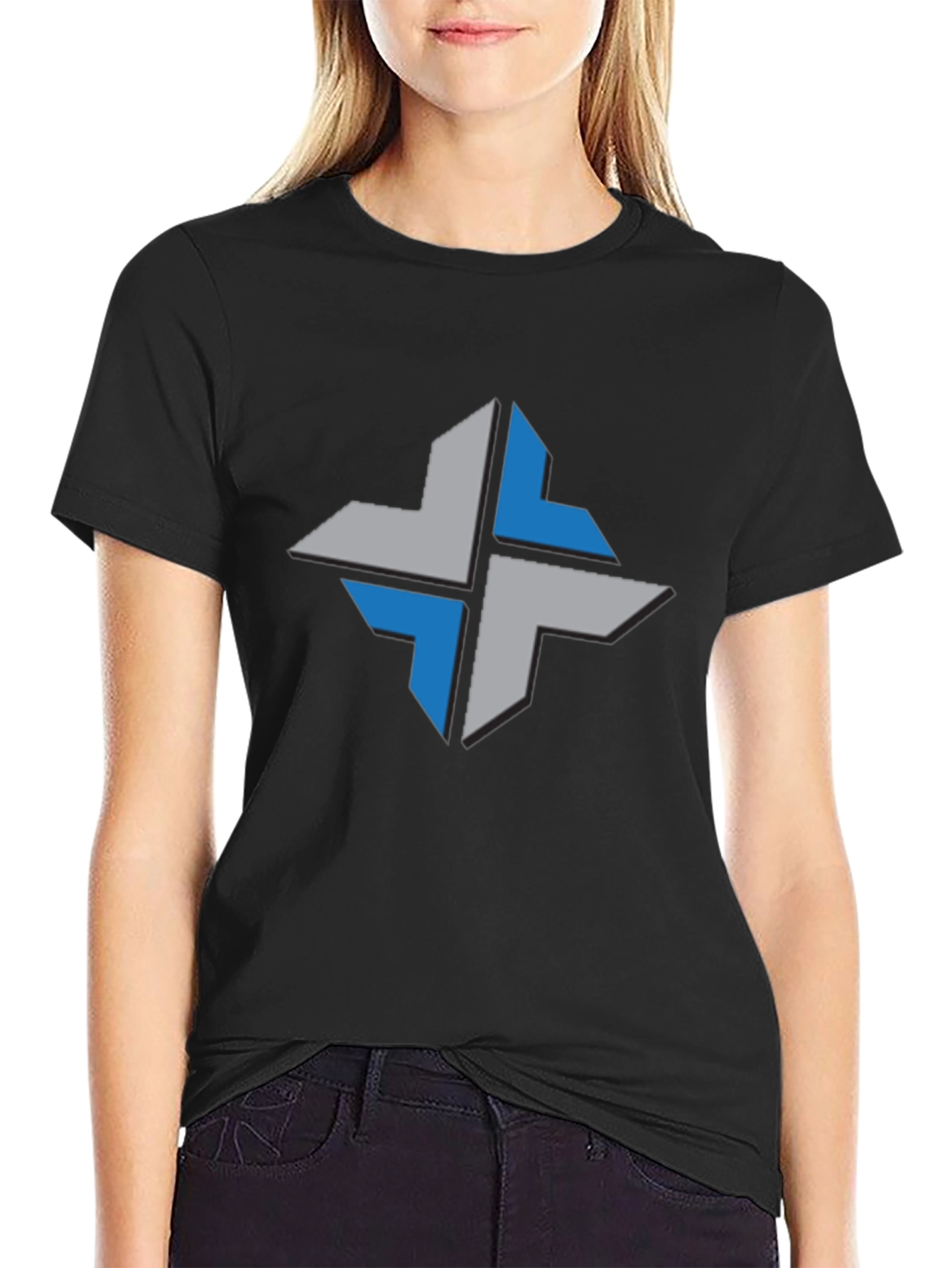 Geometric Cross Tee - Stylish Black T-Shirt