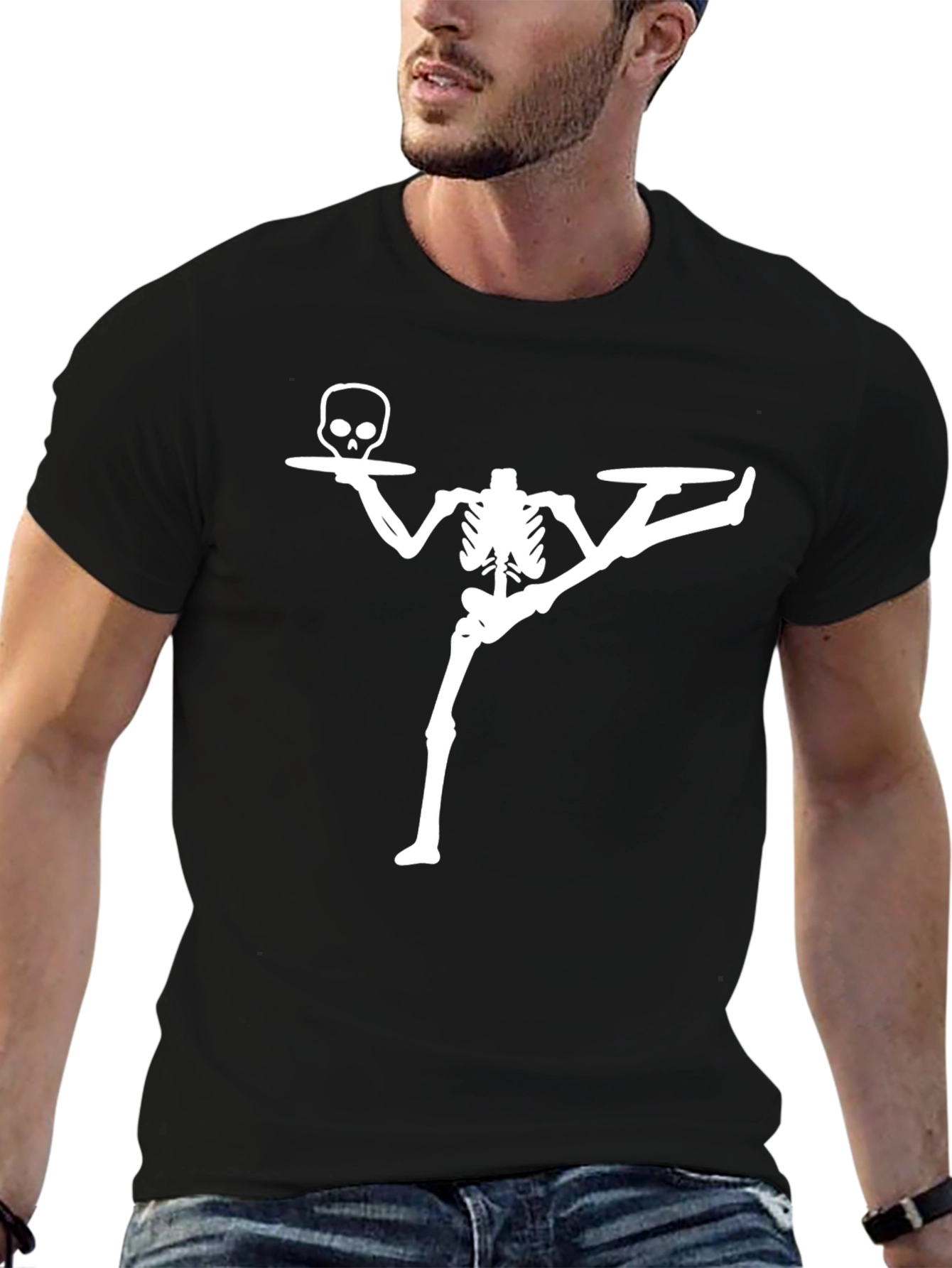 Skeleton Bartender Graphic T-Shirt - Black