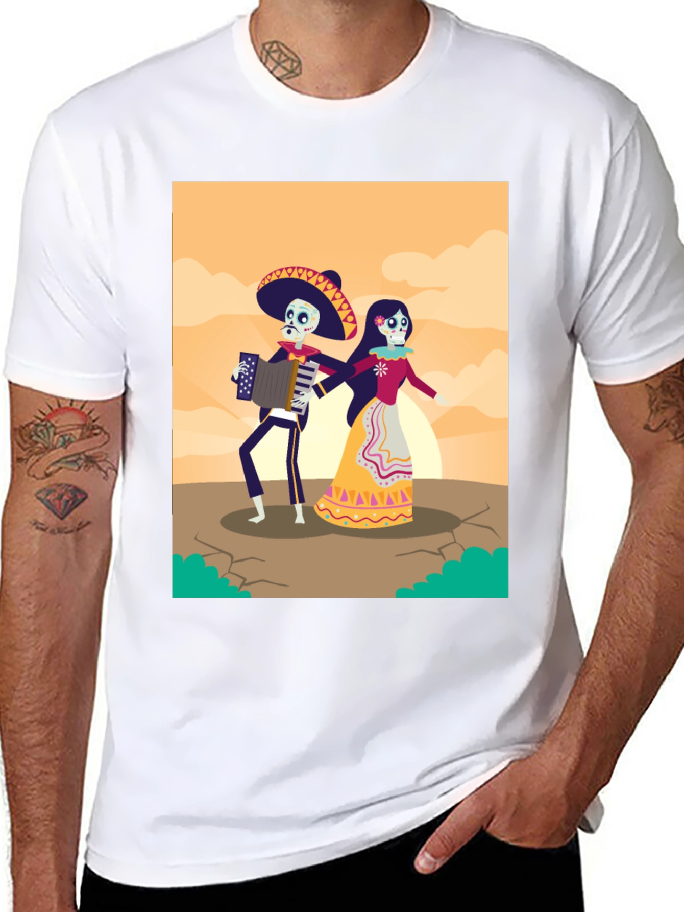 Day of the Dead Skeleton Couple Graphic Tee