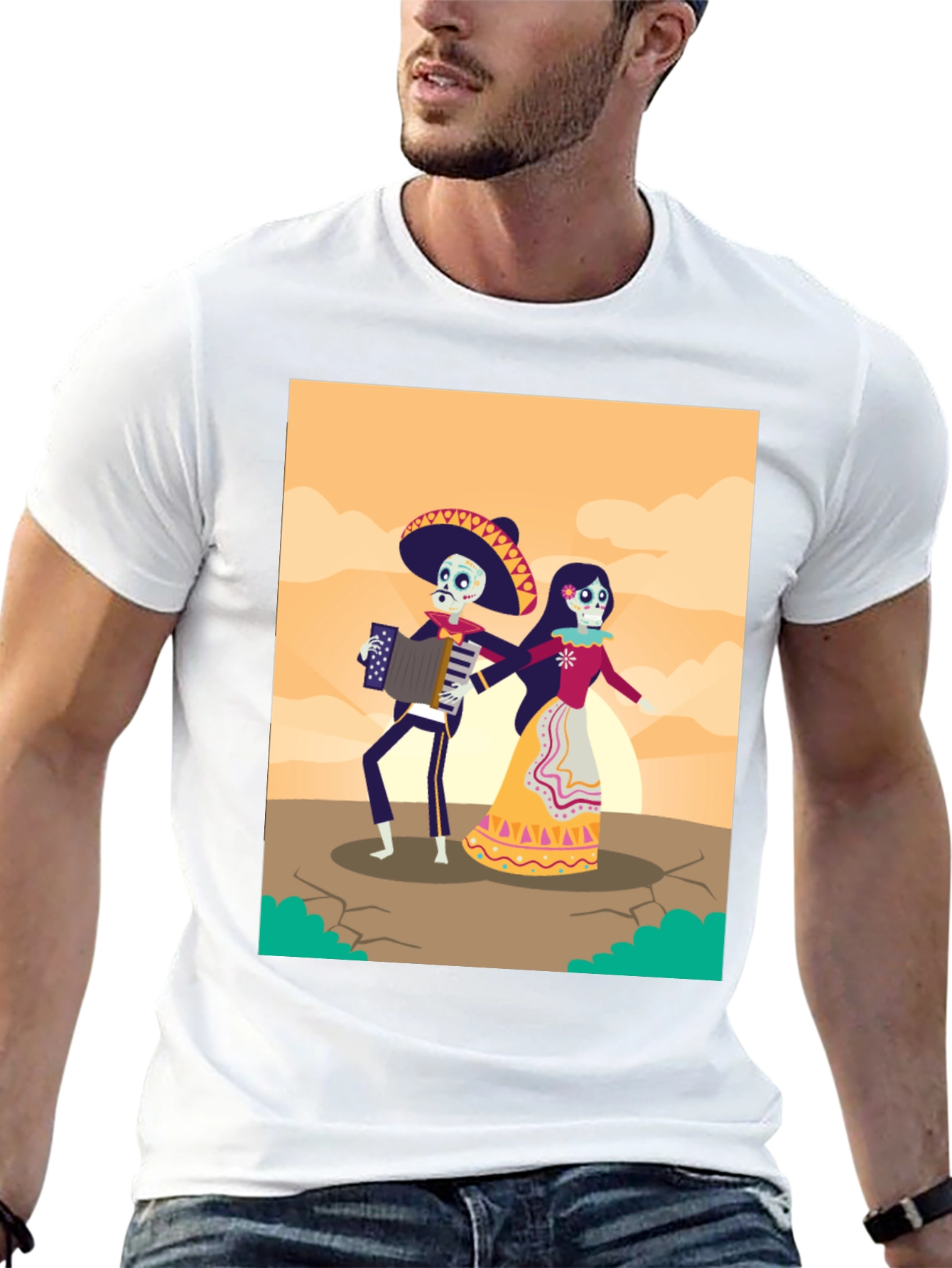 Day of the Dead Skeleton Couple Graphic Tee
