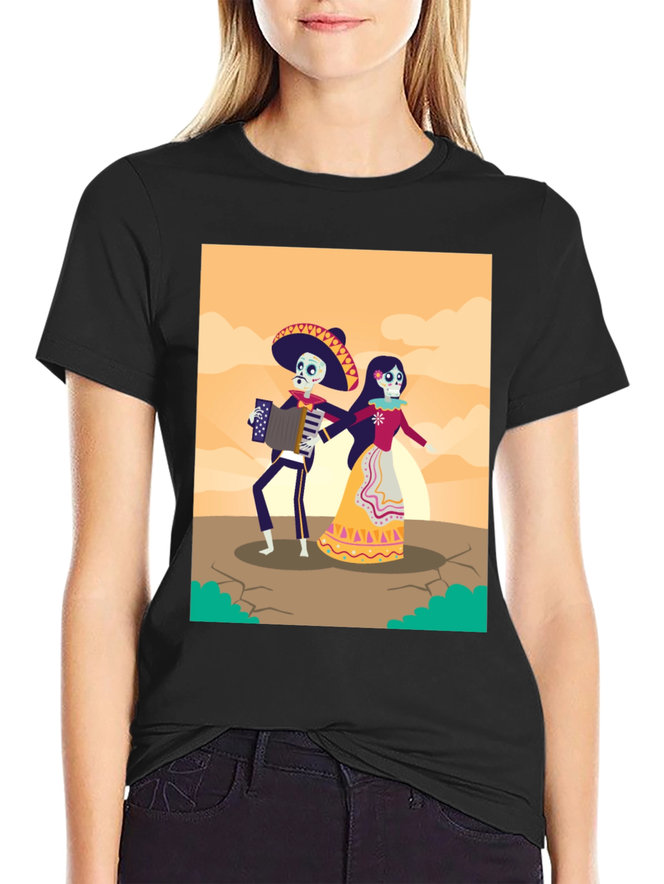 Day of the Dead Skeleton Couple Graphic Tee