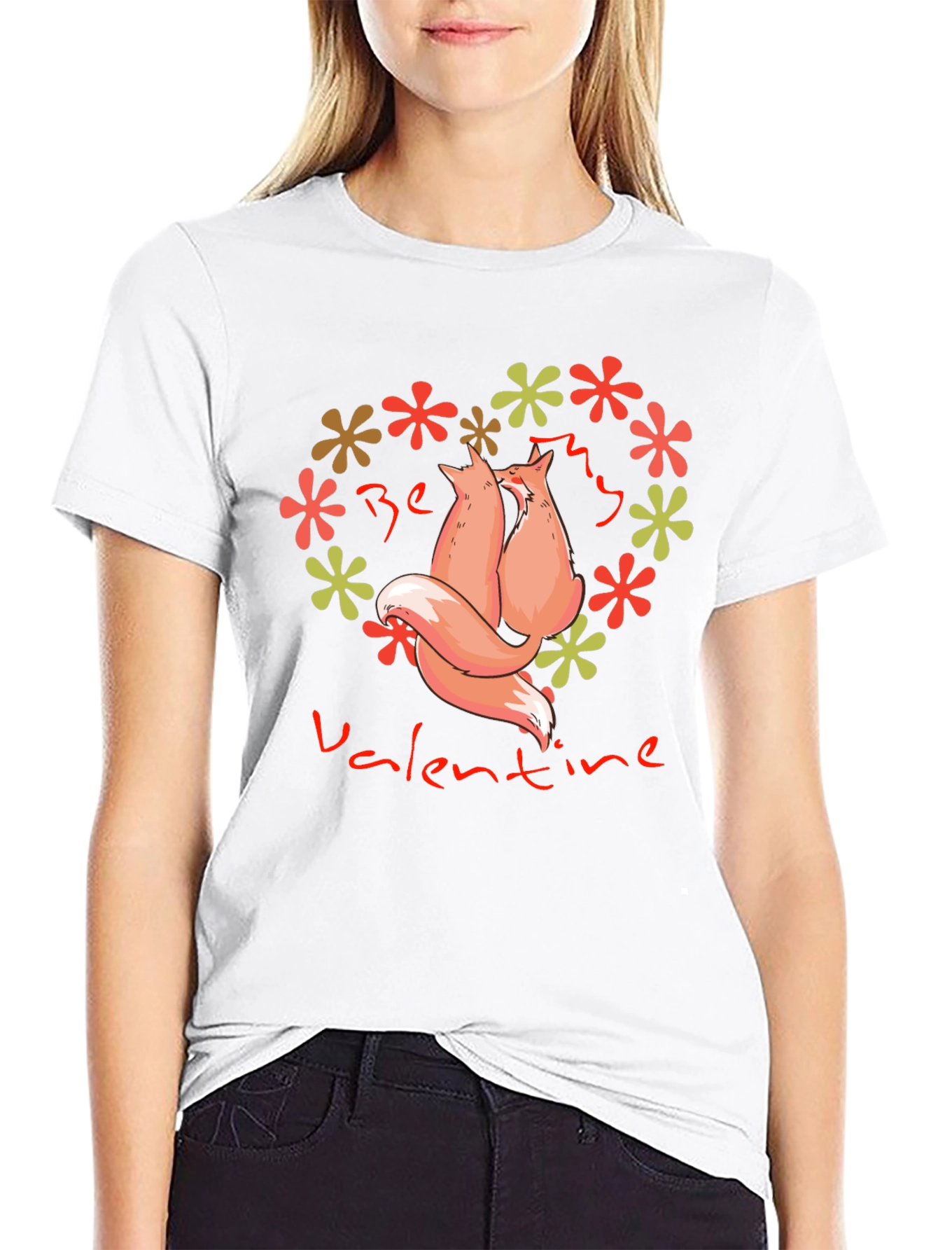 Be My Valentine Foxes Heart Graphic Tee