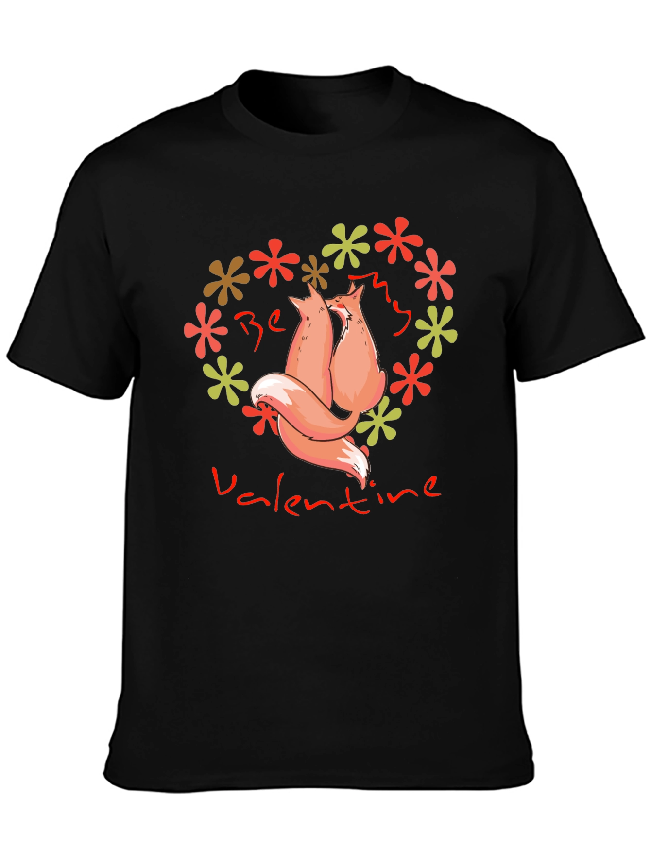Be My Valentine Foxes Heart Graphic Tee
