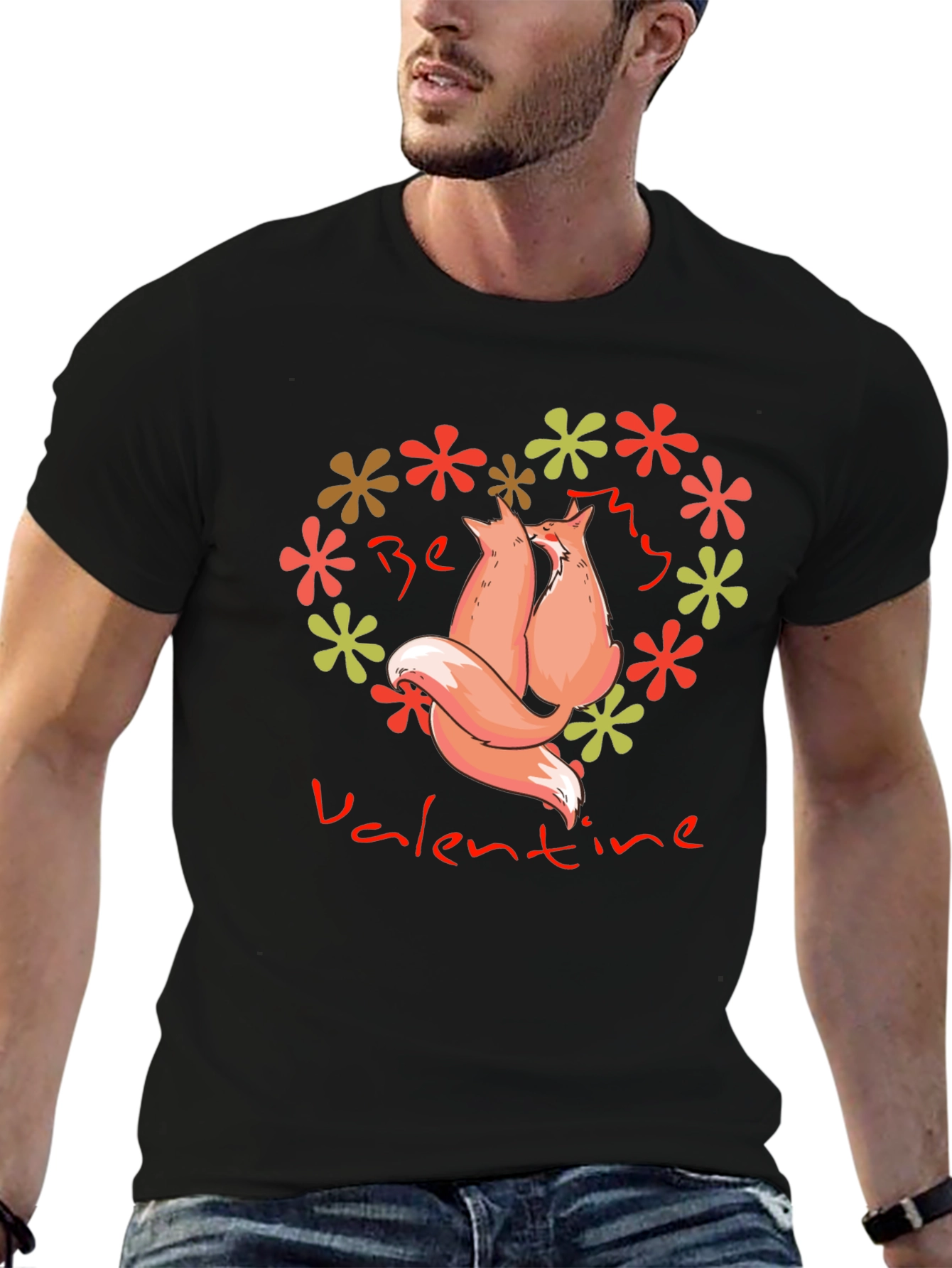 Be My Valentine Foxes Heart Graphic Tee