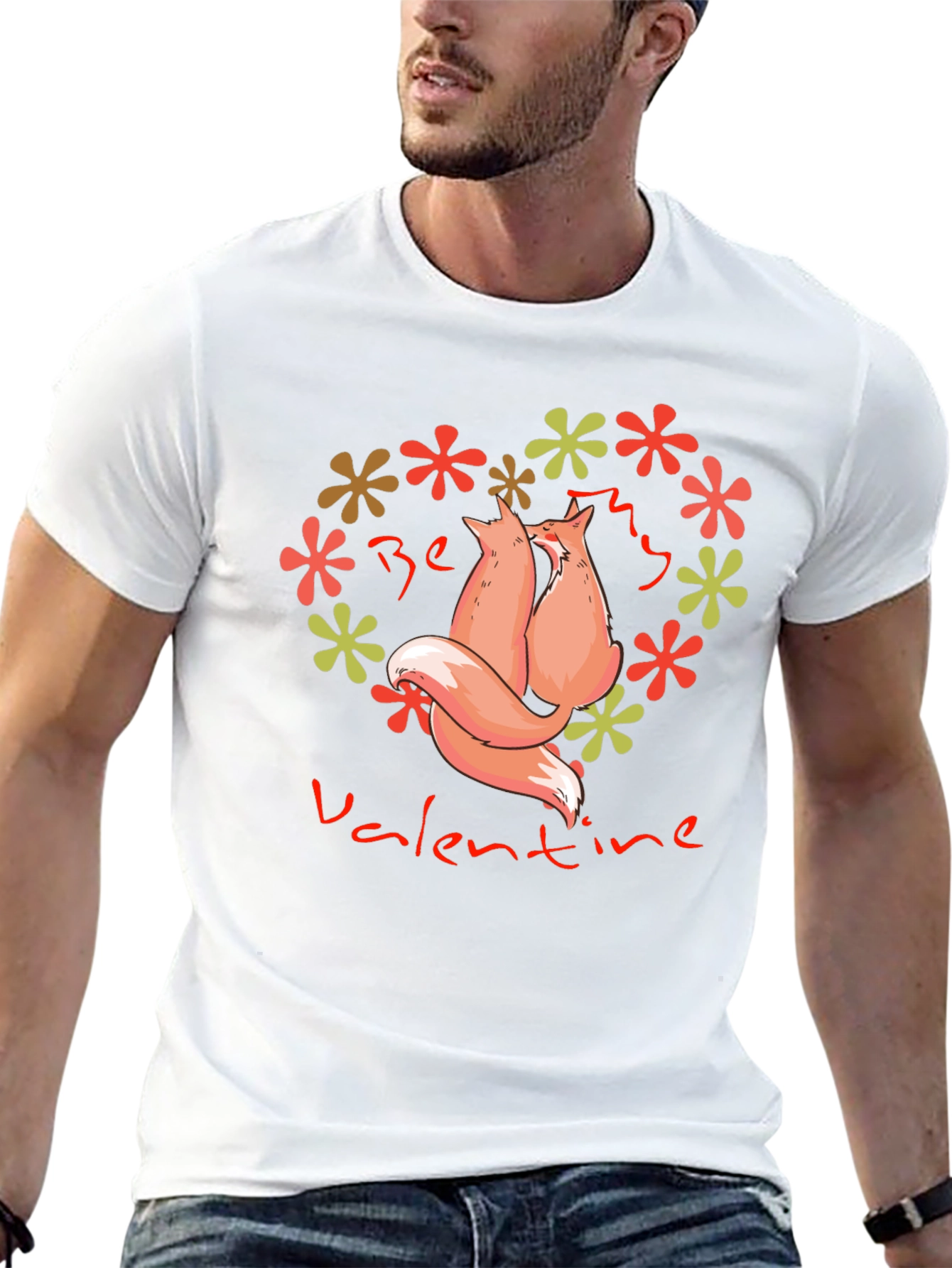 Be My Valentine Foxes Heart Graphic Tee