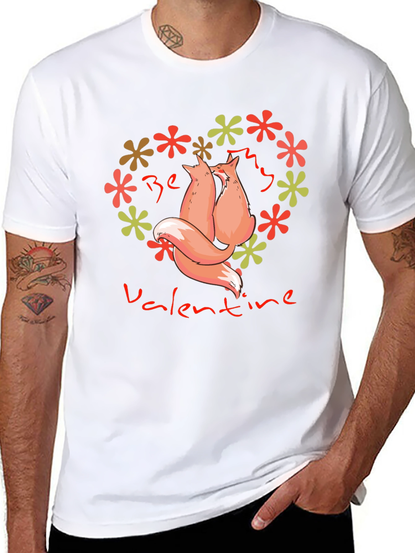 Be My Valentine Foxes Heart Graphic Tee