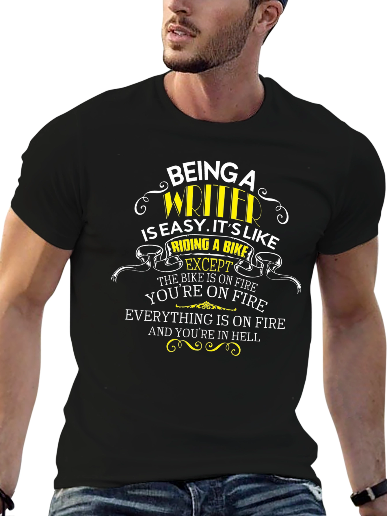 Being A Writer T-Shirt: Riding A Bike Except...