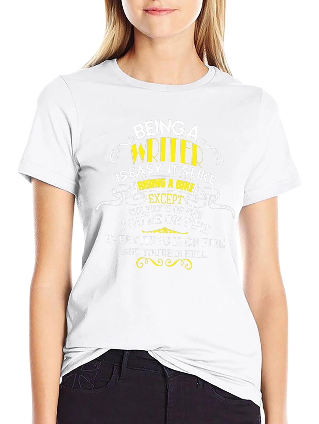 Being A Writer T-Shirt: Riding A Bike Except...