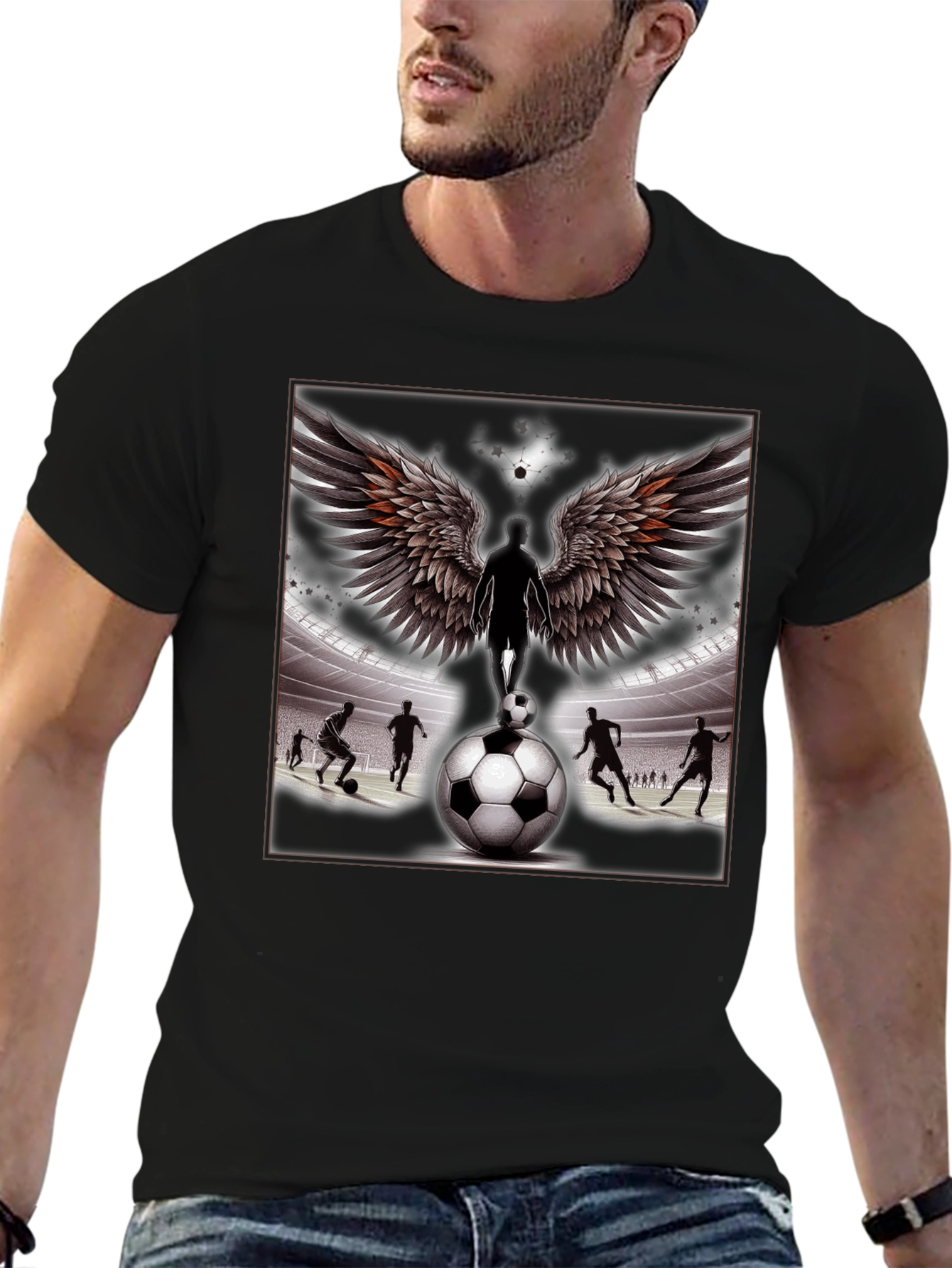 Soccer Angel Graphic Tee - Black
