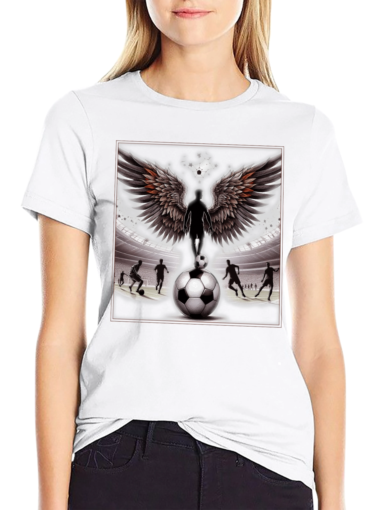 Soccer Angel Graphic Tee - Black