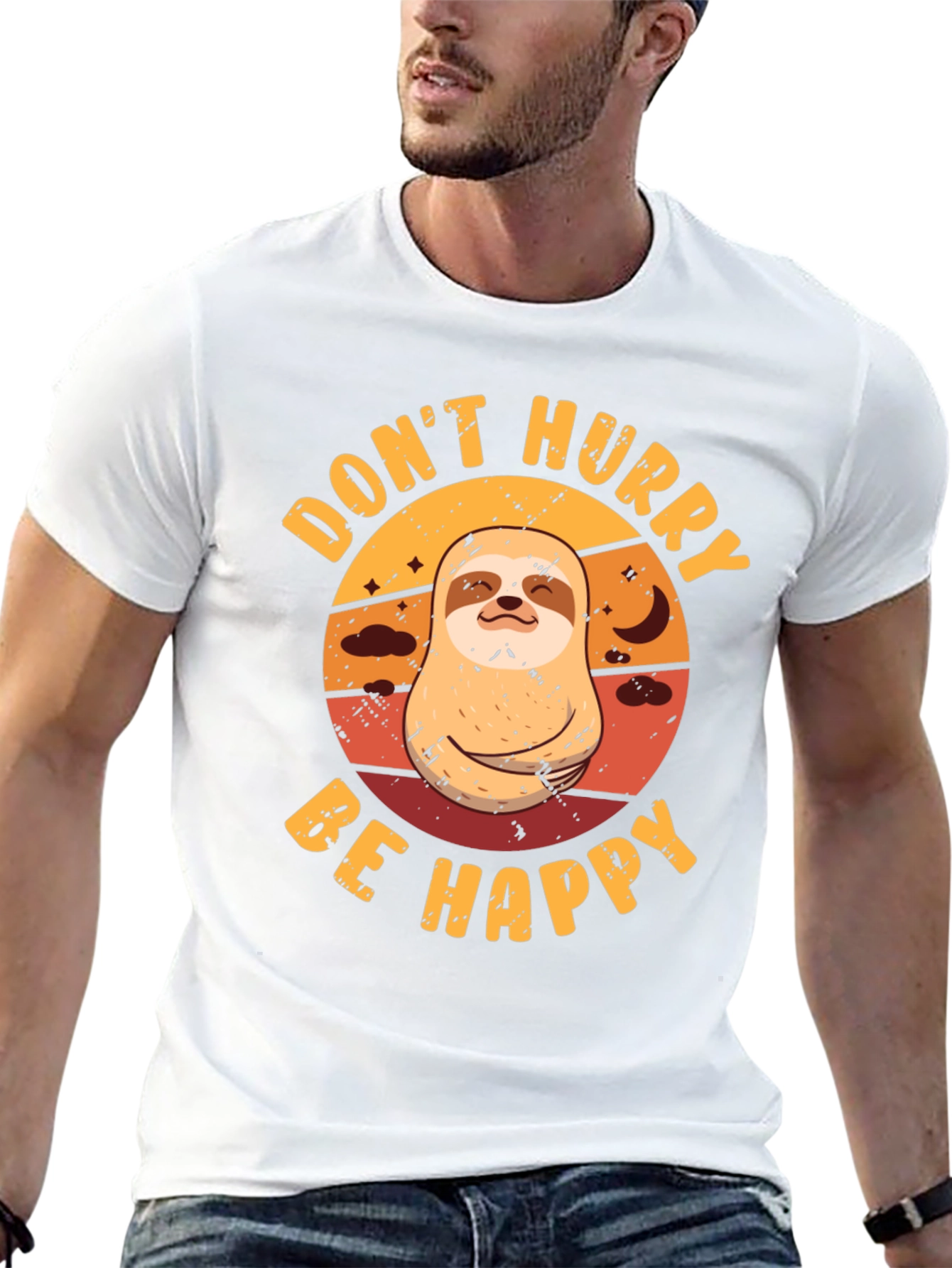 Dont Hurry Be Happy Sloth Graphic Tee