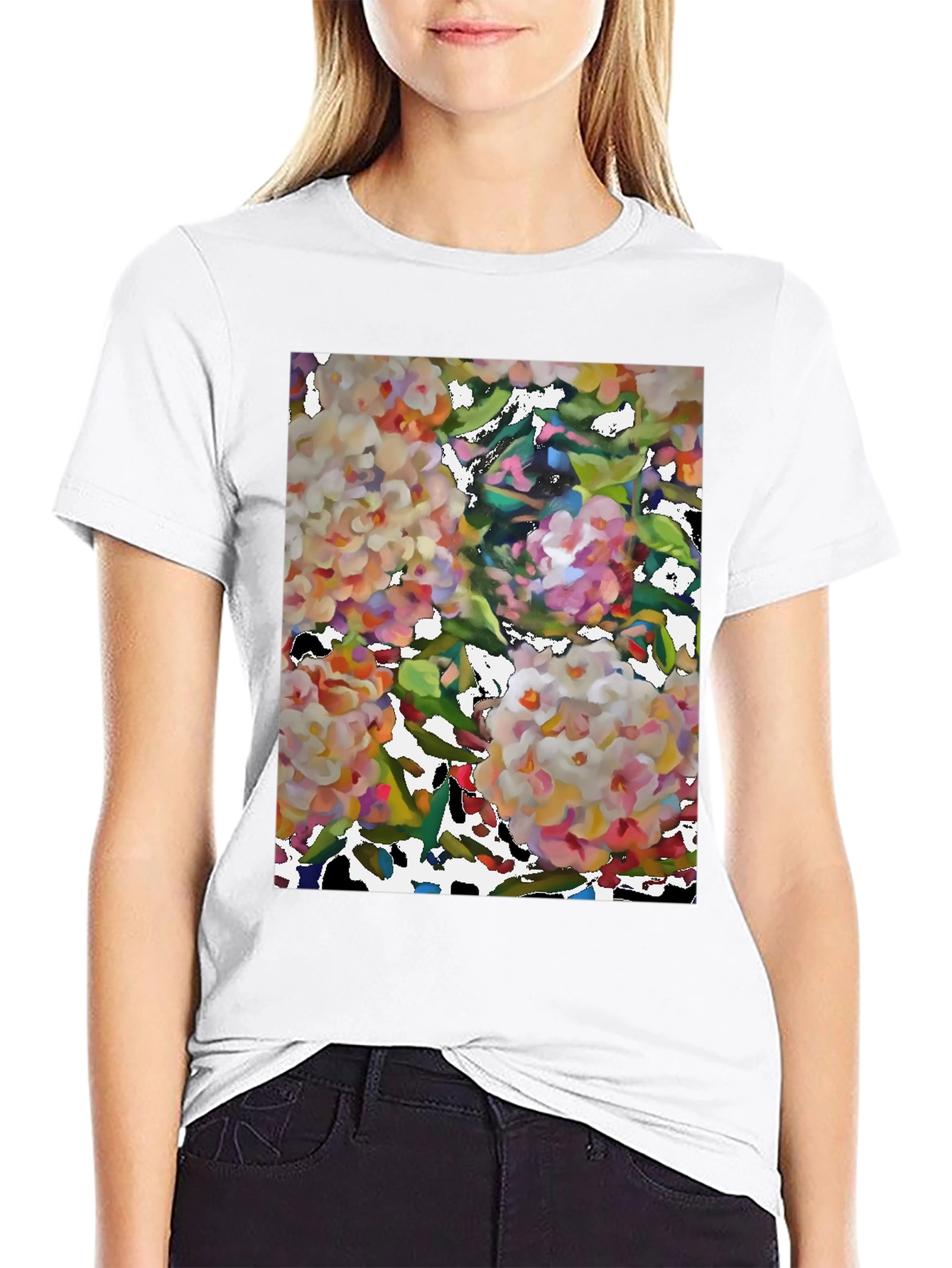 Floral Art Black T-Shirt