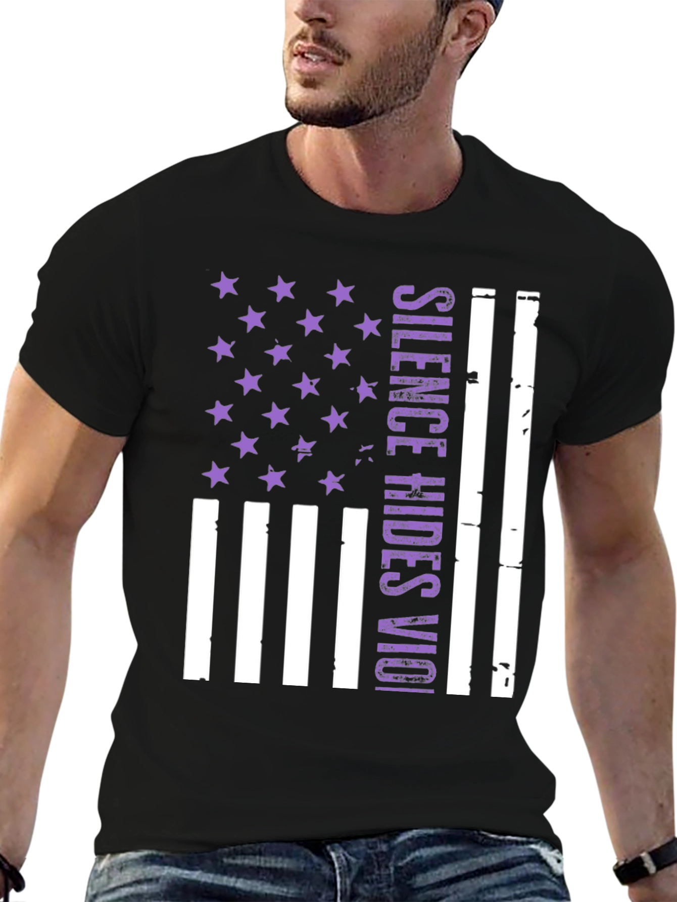 Silence Hides Violence USA Flag Graphic Tee