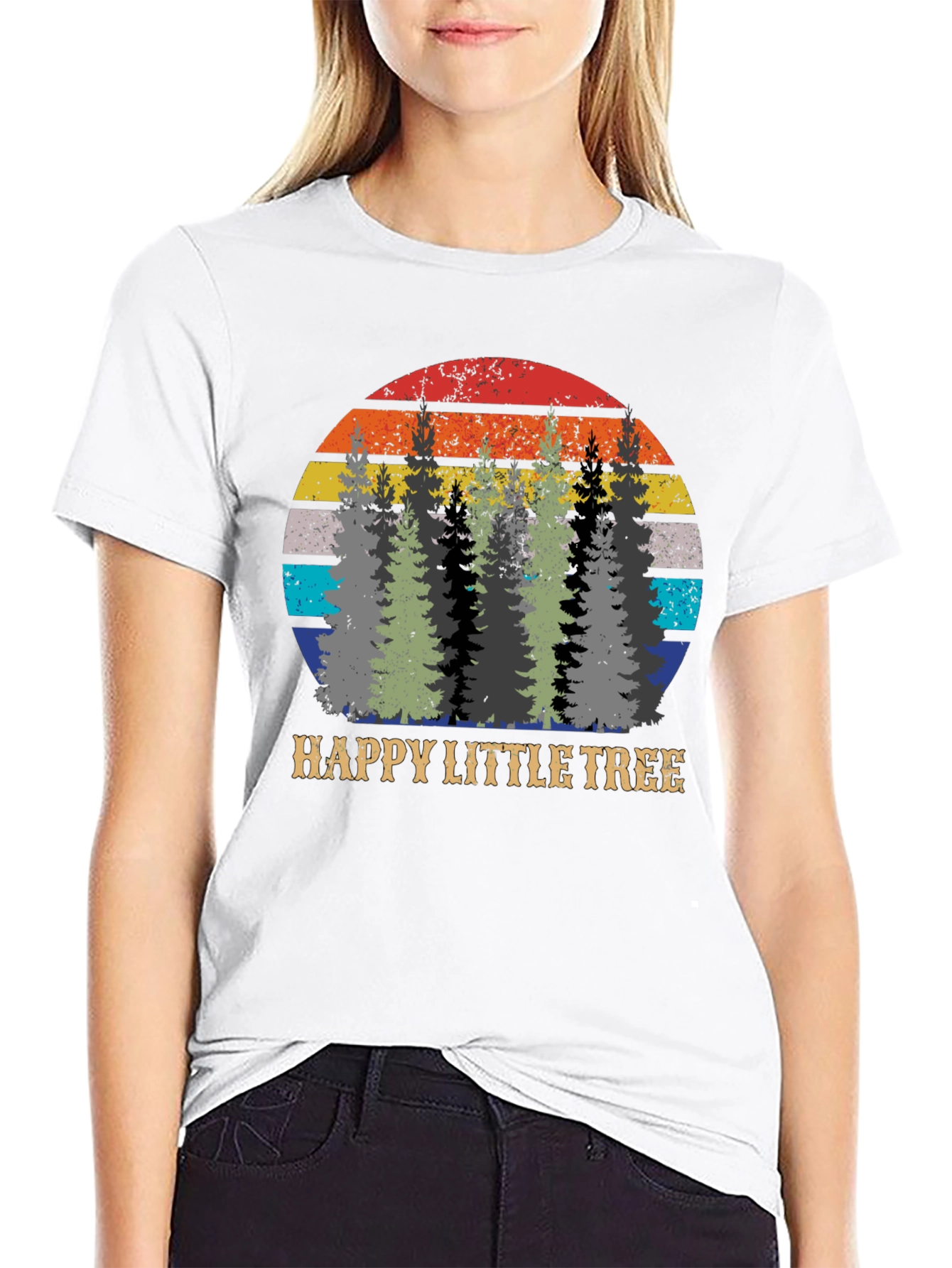 Happy Little Tree Retro Sunset Graphic Tee