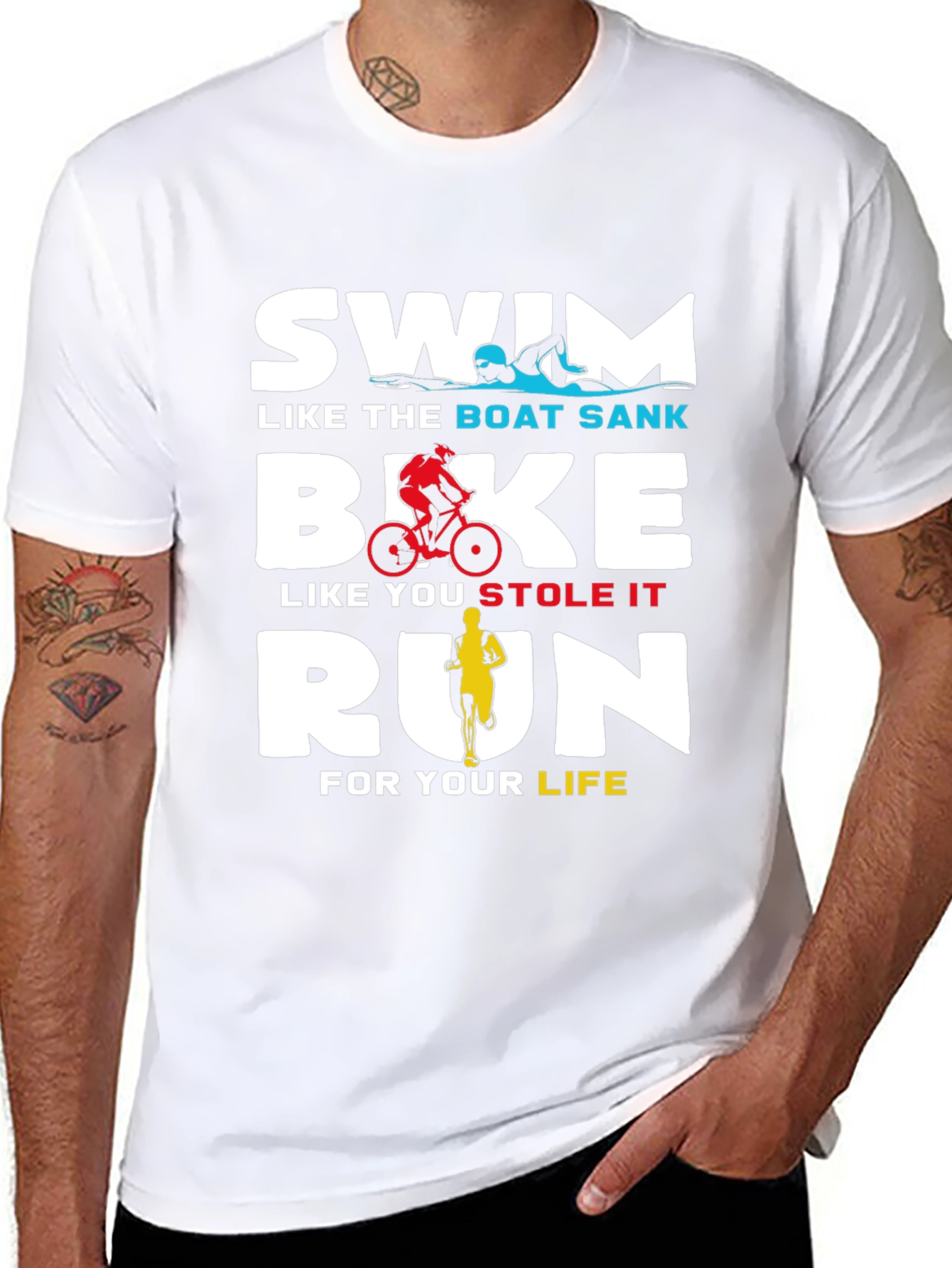 Swim Bike Run T-Shirt - Triathlon Training Tee