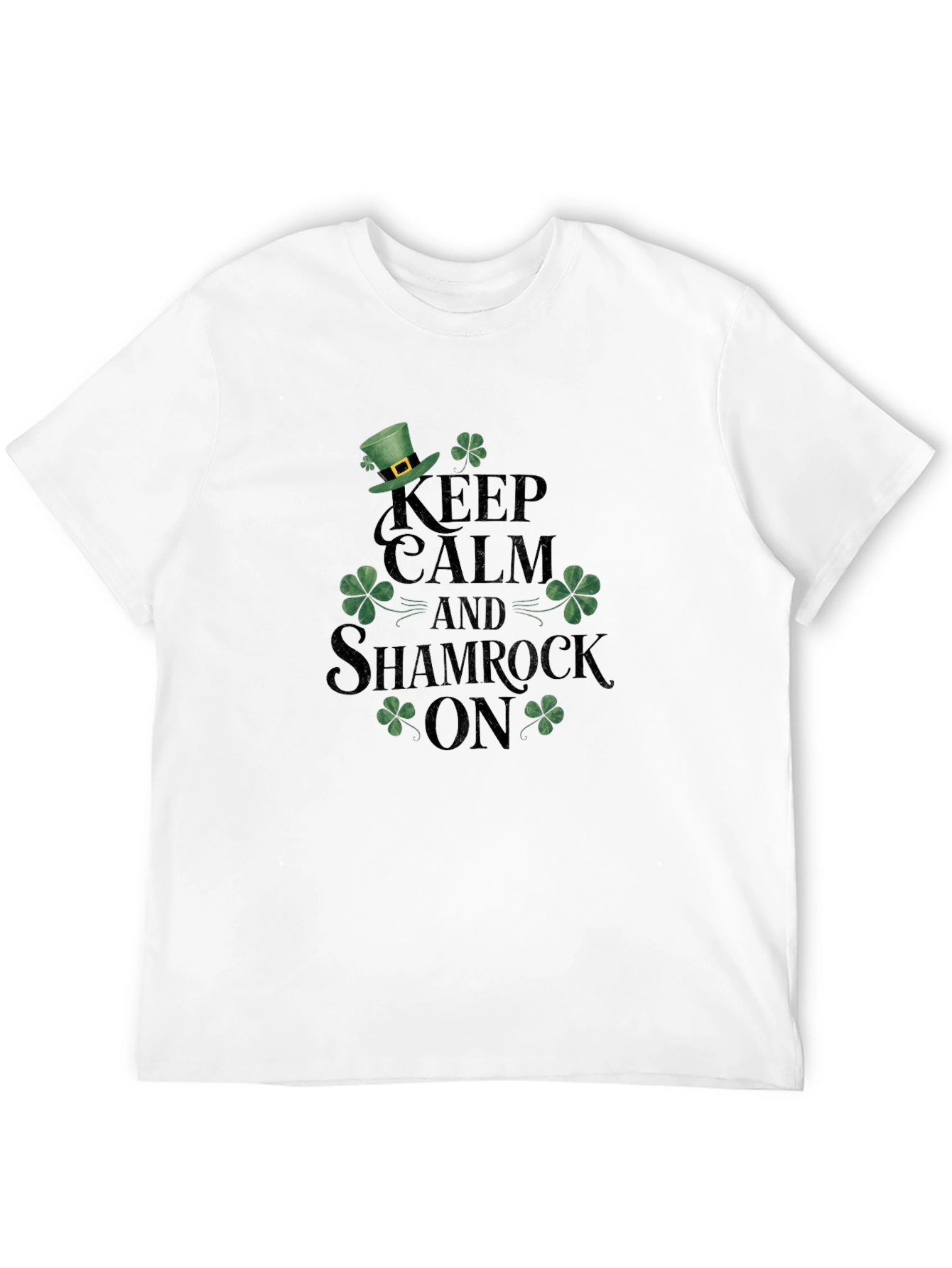 Keep Calm Shamrock On Black T-Shirt