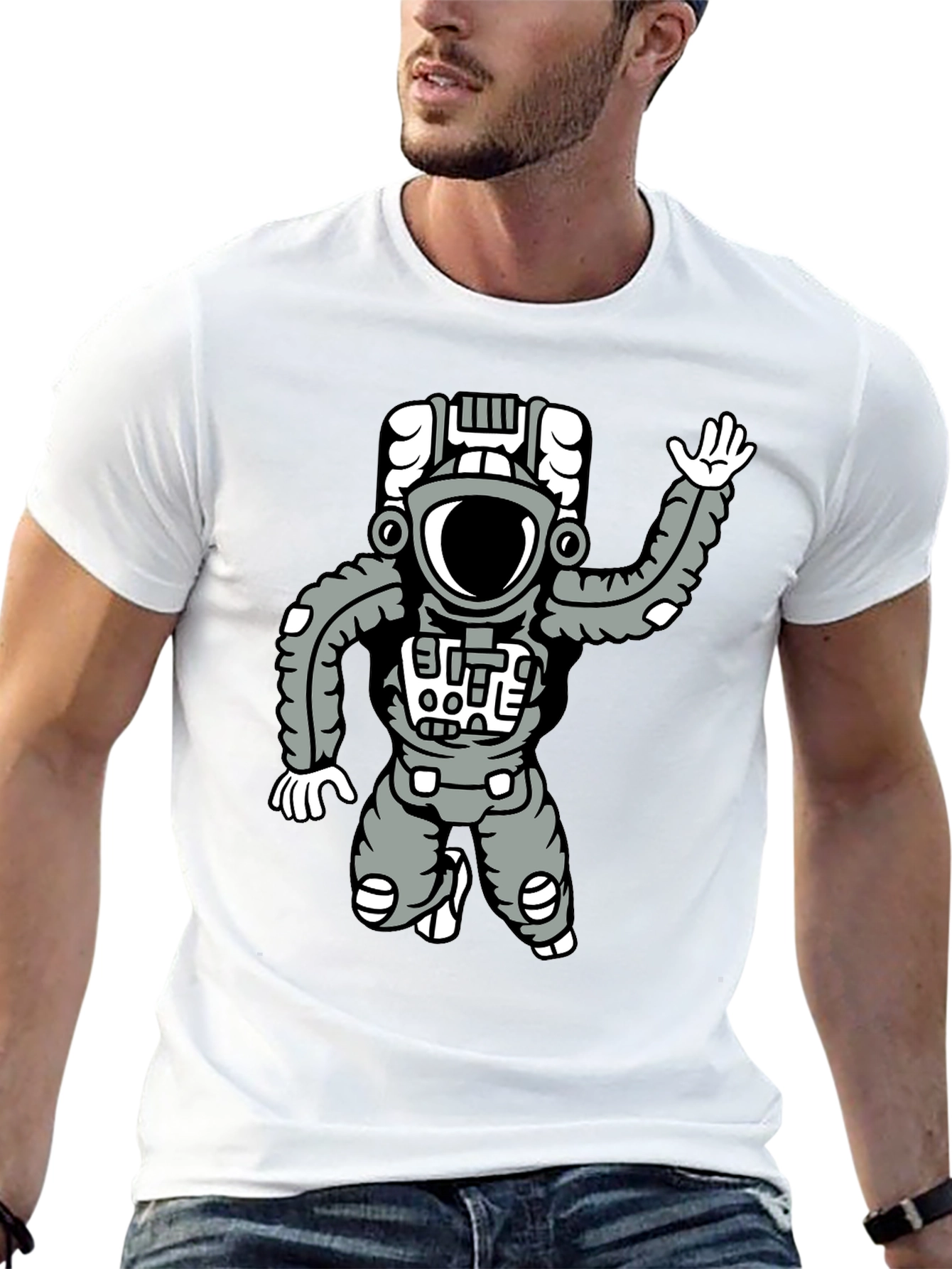 Astronaut Graphic Tee - Black Cotton Comfort