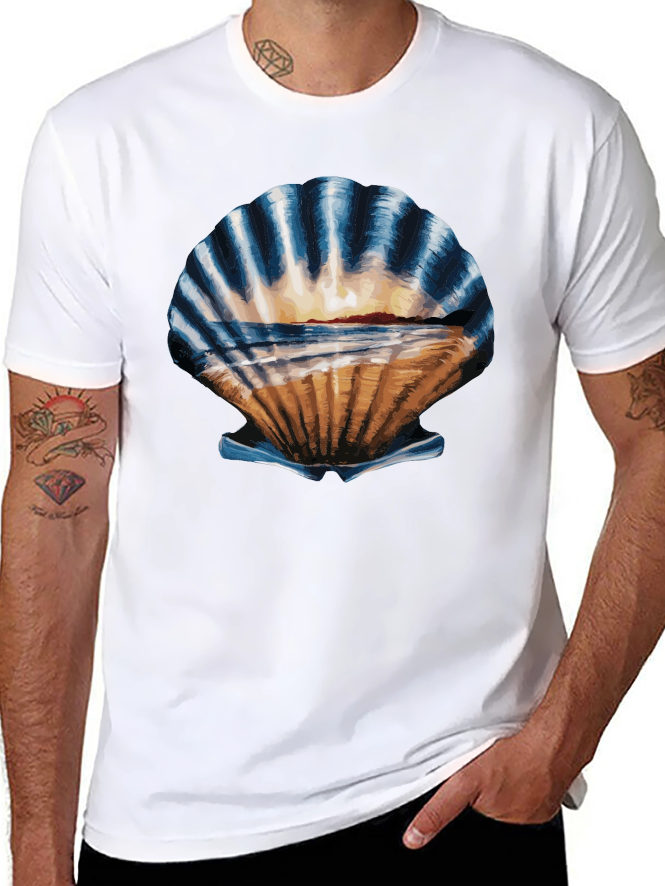 Seashell Beach Scene Graphic Tee