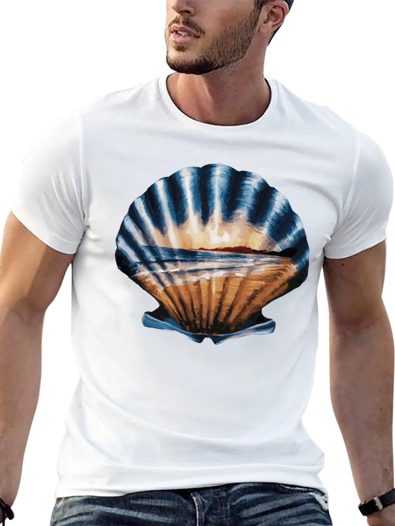 Seashell Beach Scene Graphic Tee