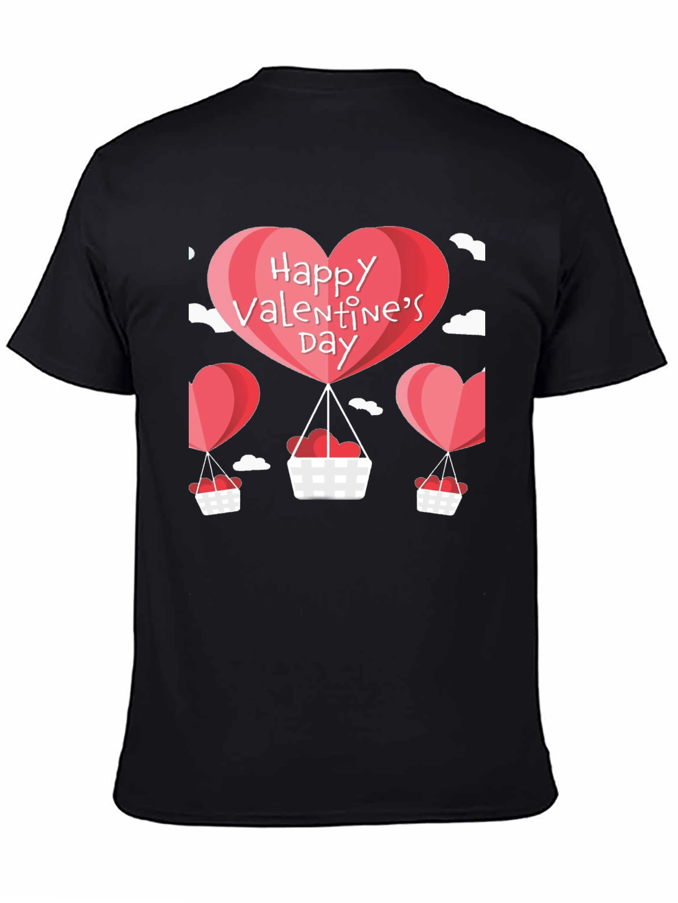 Valentines Day Balloon Graphic Tee - Black