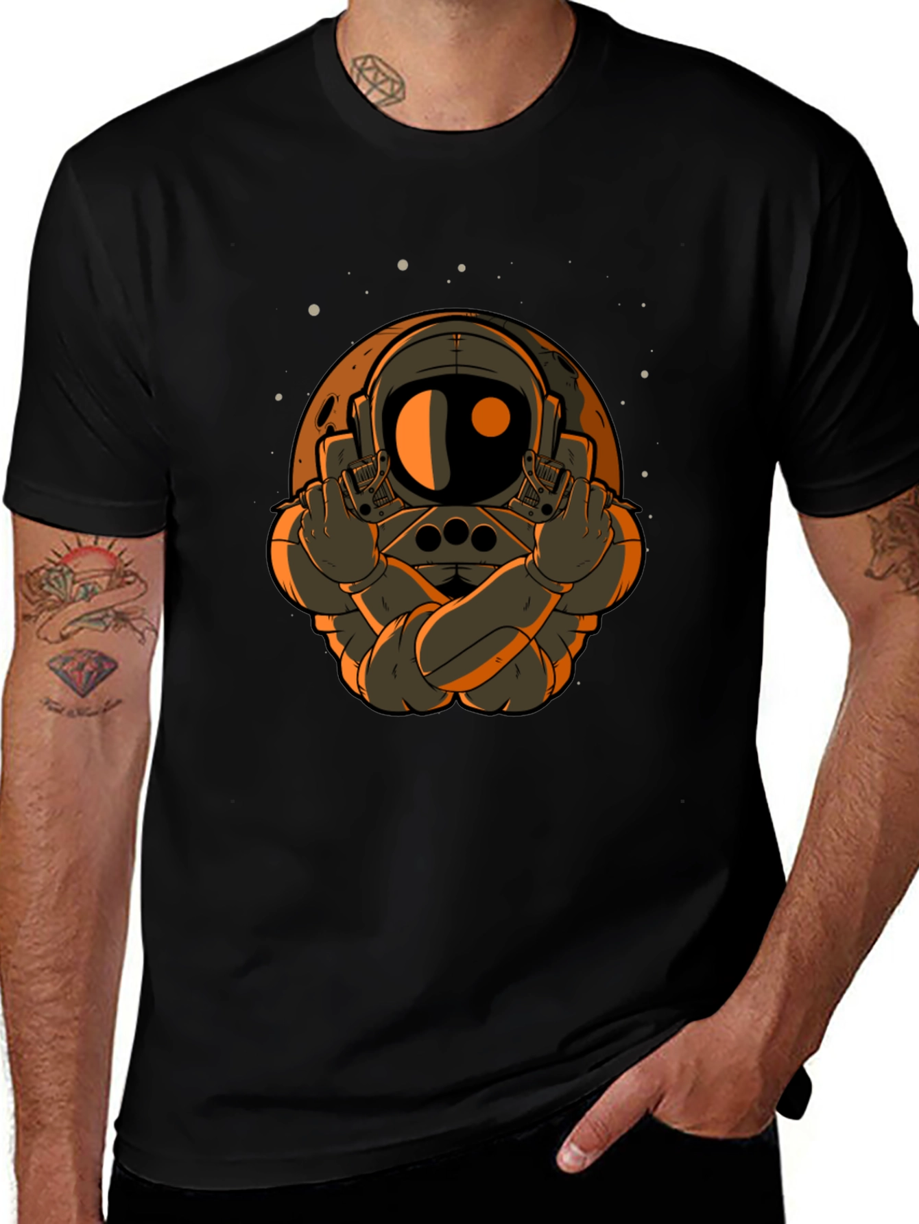 Astronaut Middle Finger Graphic T-Shirt