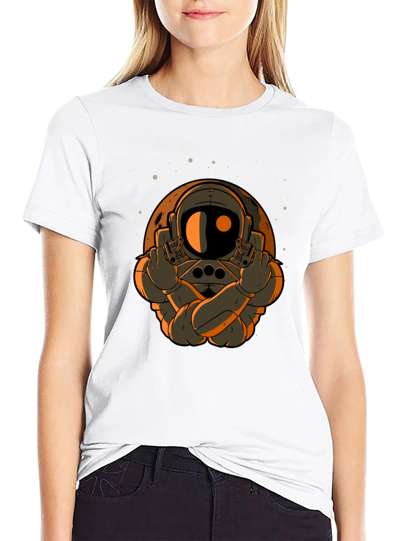 Astronaut Middle Finger Graphic T-Shirt