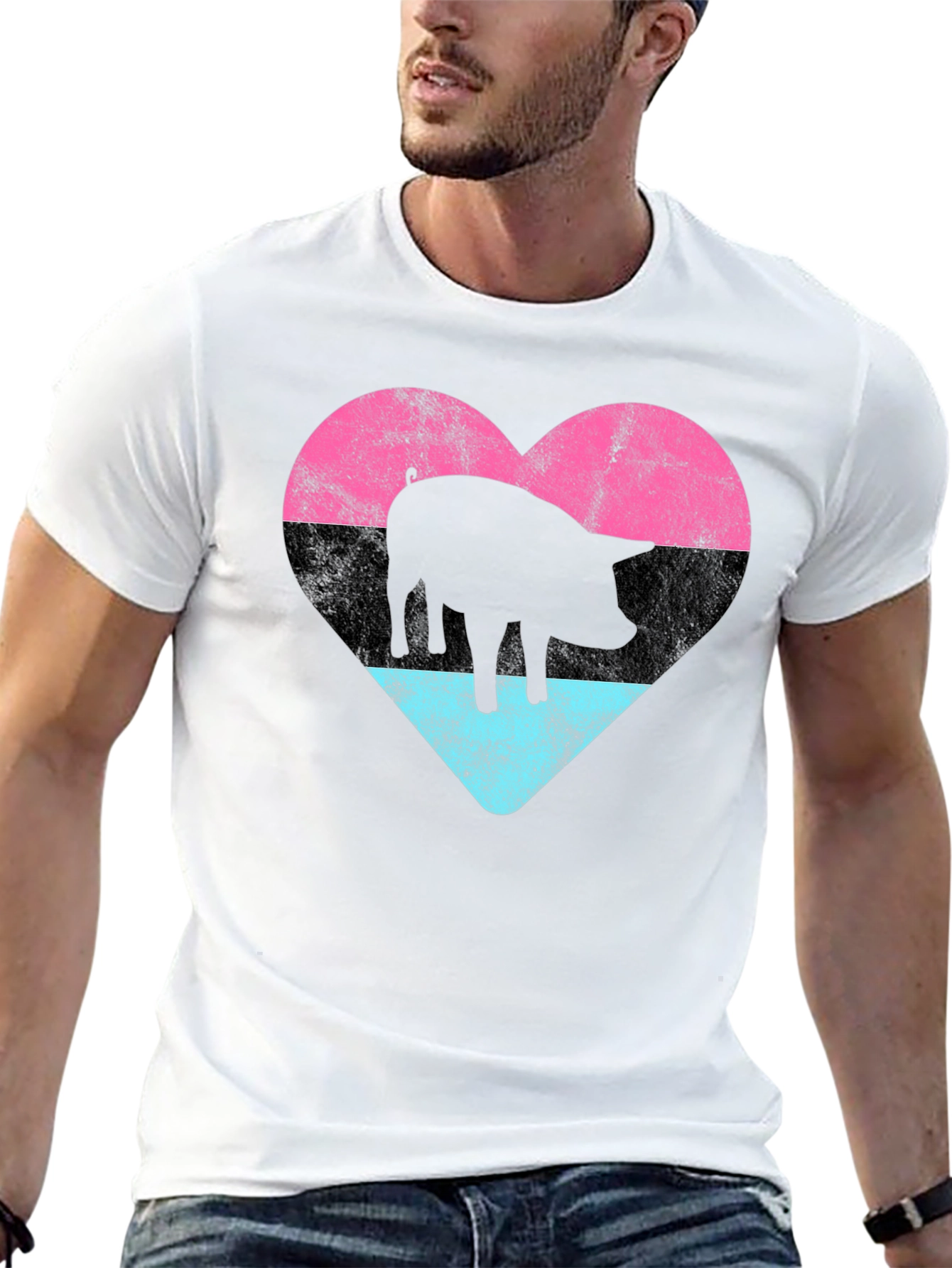 Pig Heart Graphic Tee - Unique Design Soft Cotton