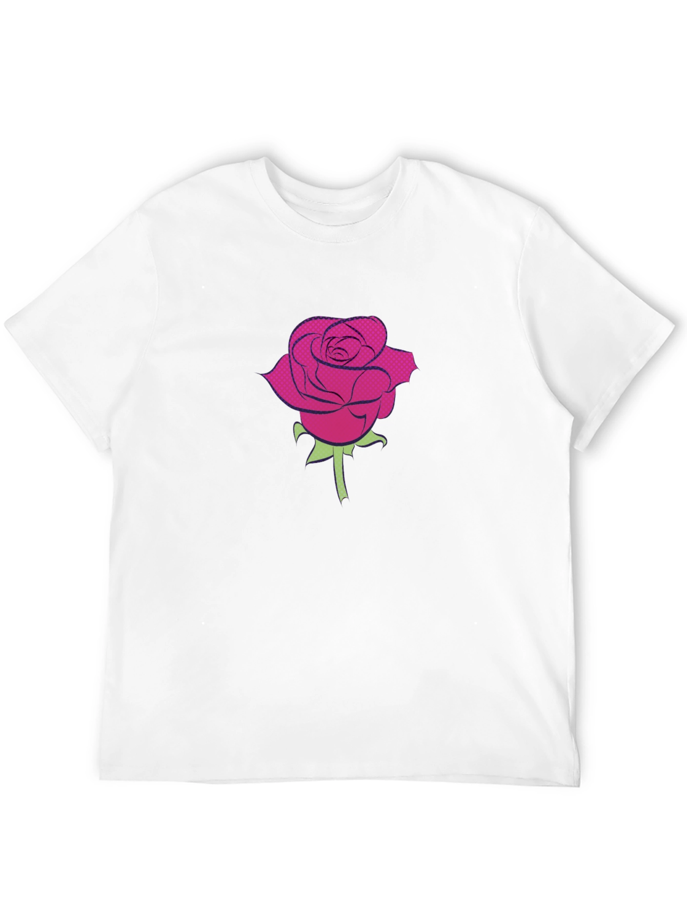 Black T-Shirt with a Rose Design