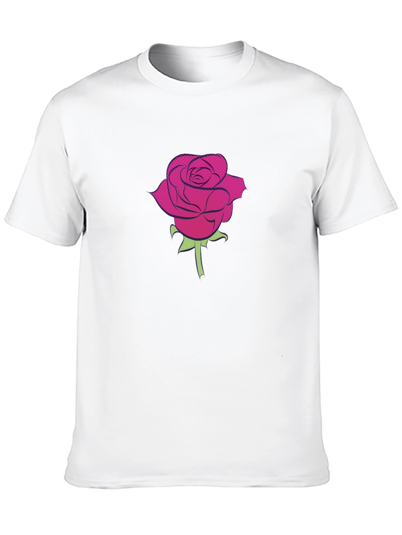 Black T-Shirt with a Rose Design