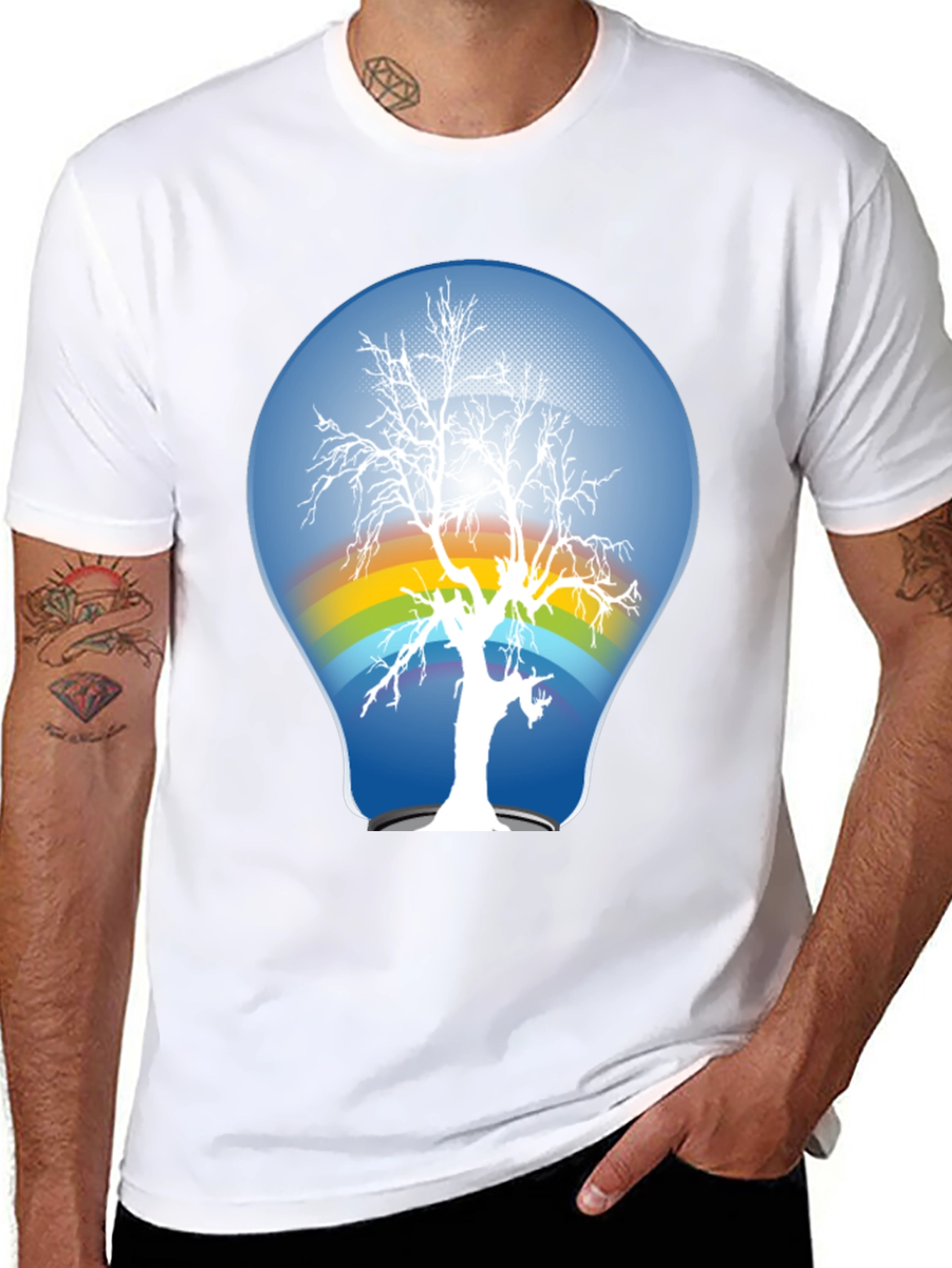 Nature Lightbulb Graphic Tee - Black Cotton