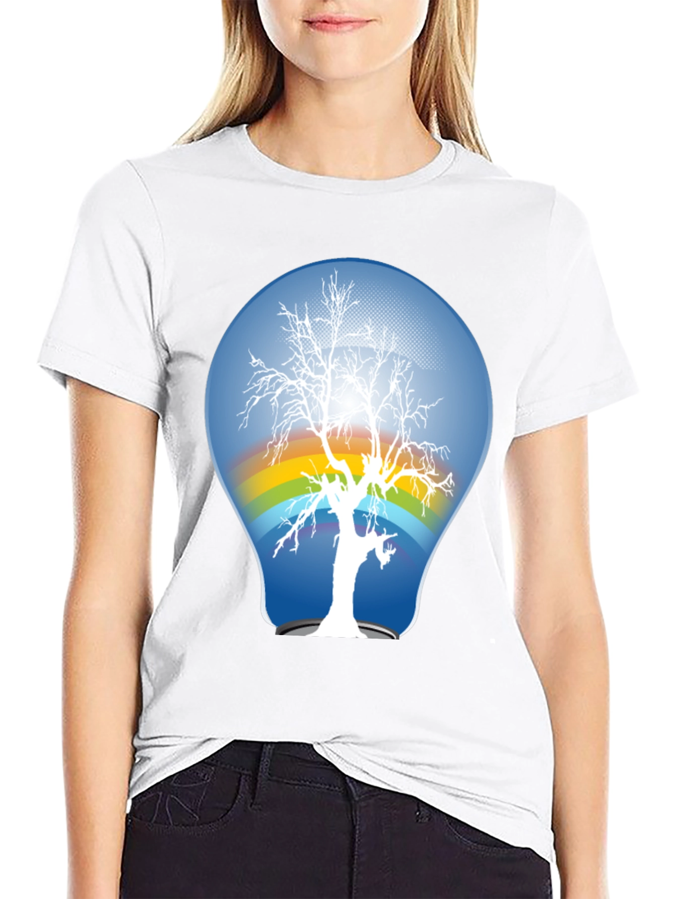 Nature Lightbulb Graphic Tee - Black Cotton