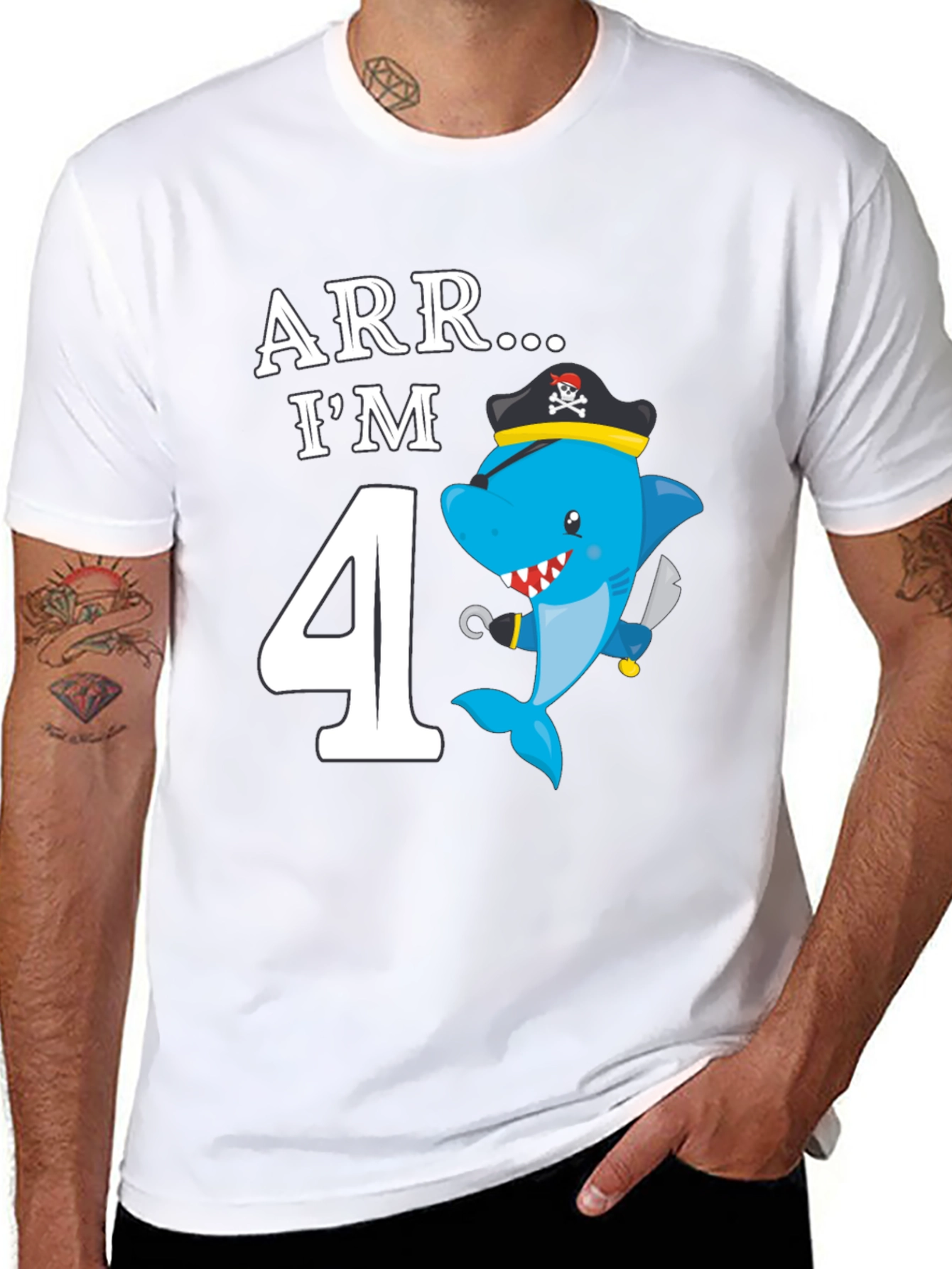 ARR Im 4 Birthday Pirate Shark Kids T-Shirt