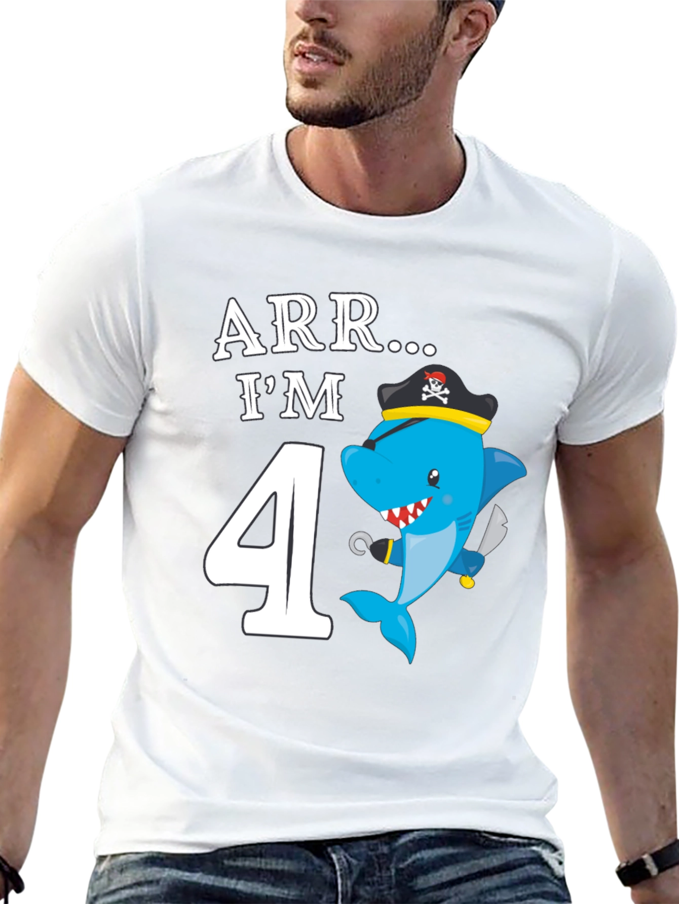 ARR Im 4 Birthday Pirate Shark Kids T-Shirt