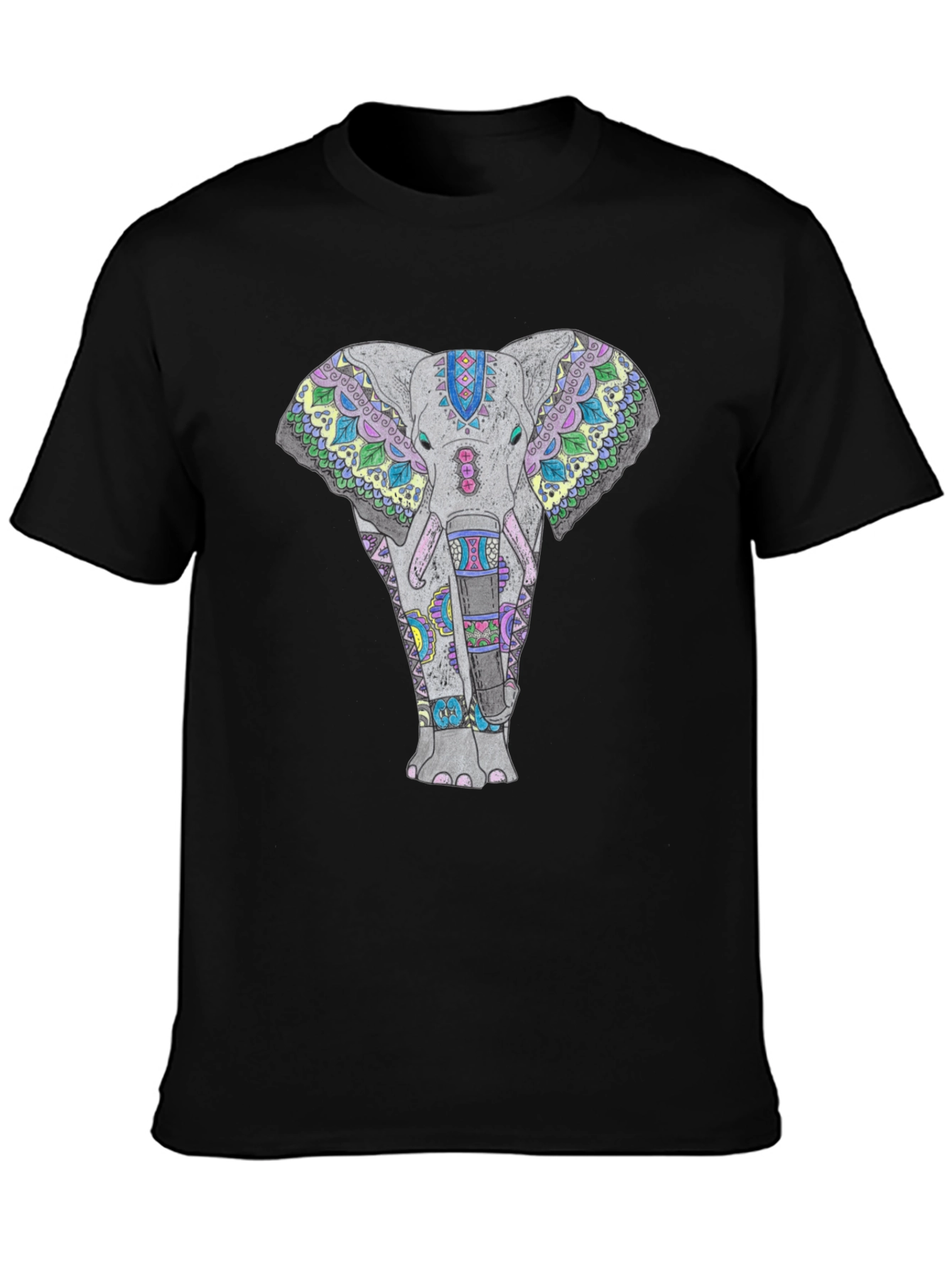 Elephant Mandala Graphic Tee - Black