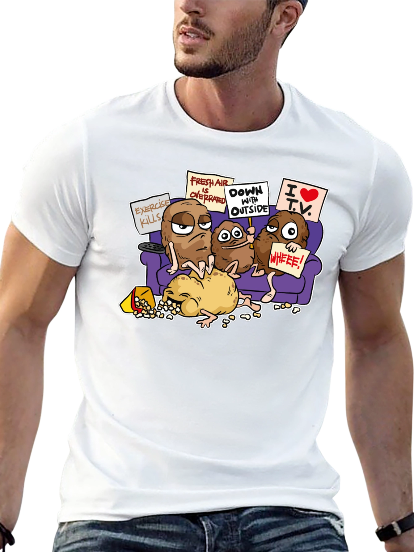 Potato Couch Black T-Shirt Funny