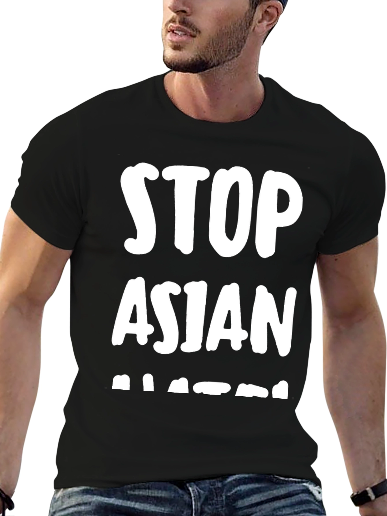 Stop Asian Hate T-Shirt - Black Crew Neck Tee