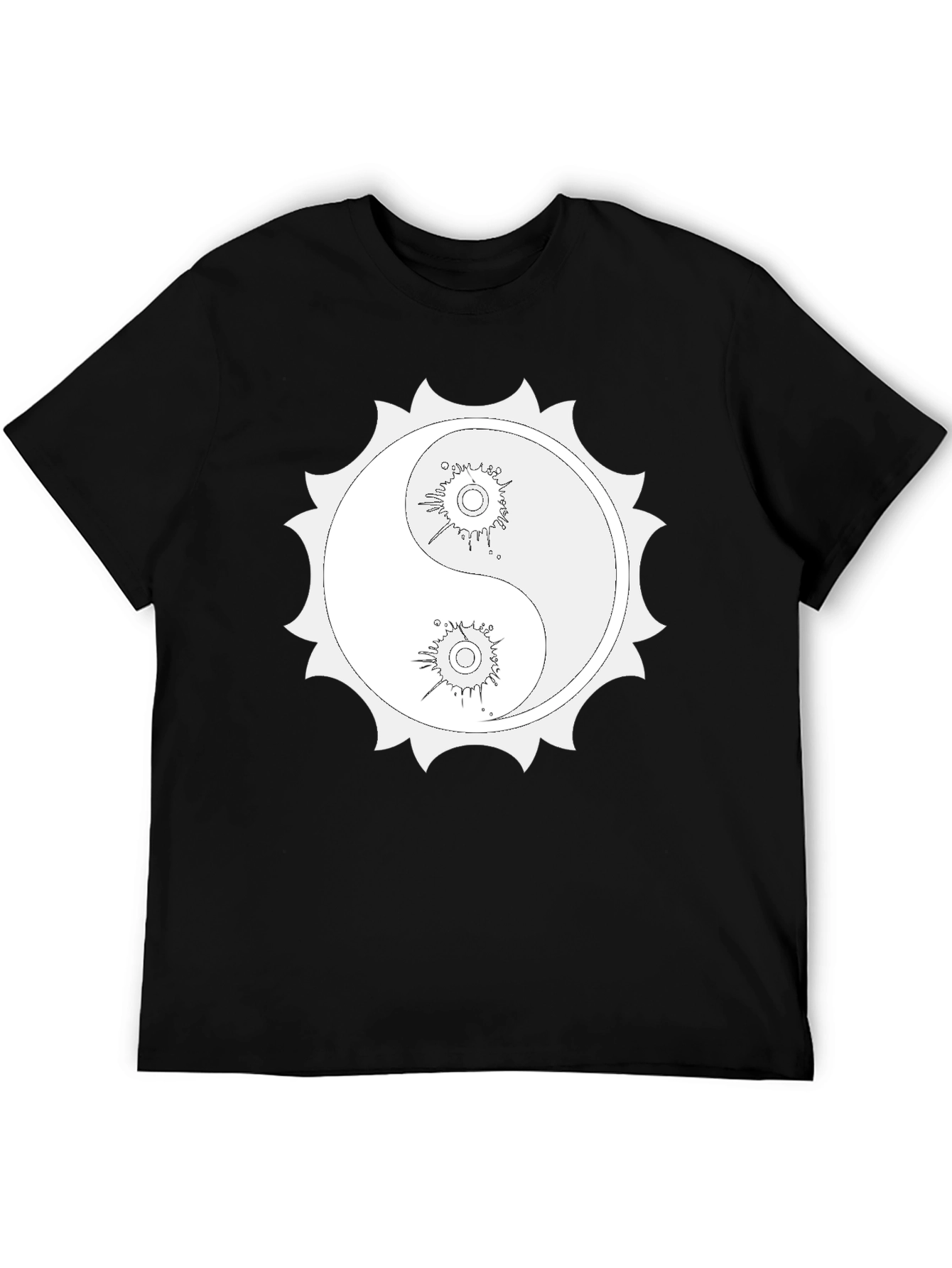 Yin Yang Sun Graphic Black T-Shirt