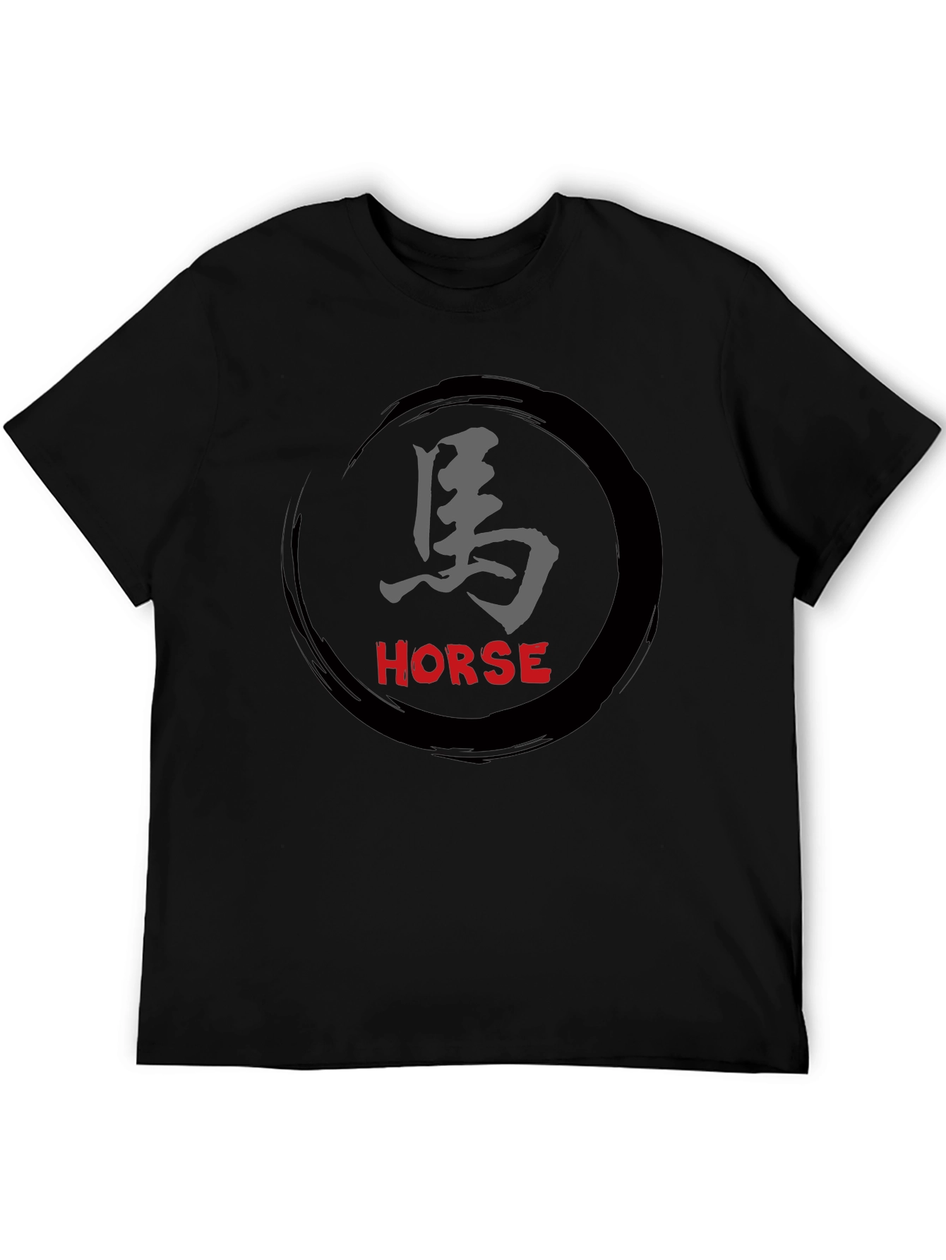 Horse Kanji Graphic Black T-Shirt