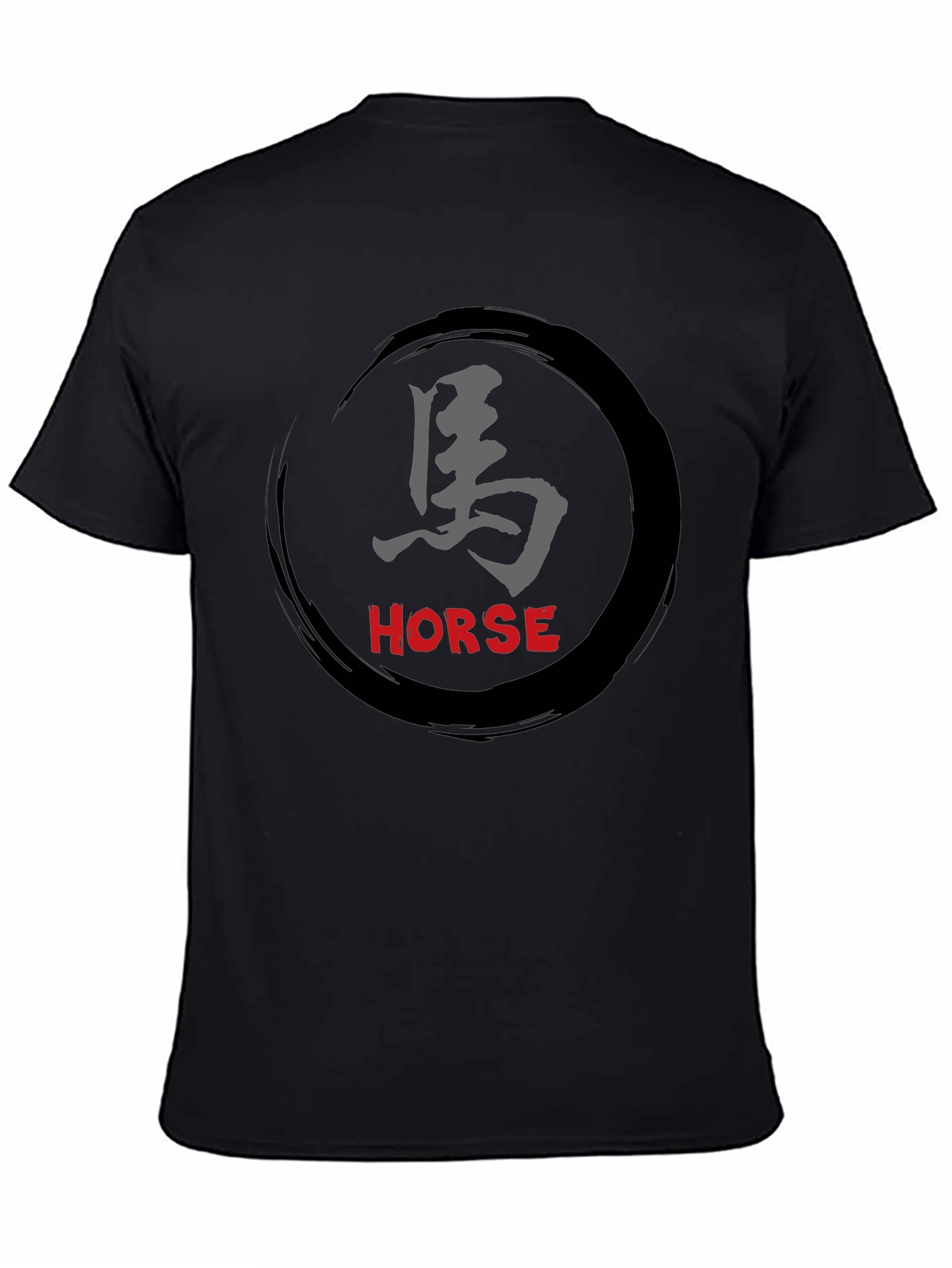 Horse Kanji Graphic Black T-Shirt