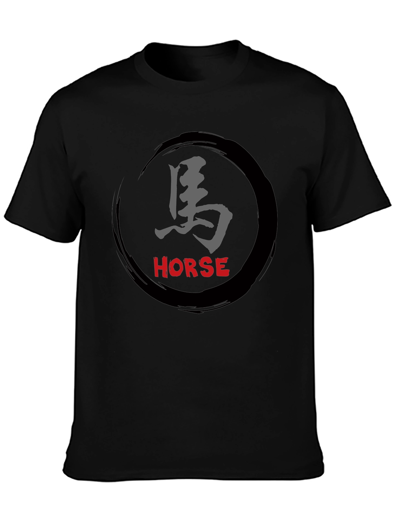 Horse Kanji Graphic Black T-Shirt