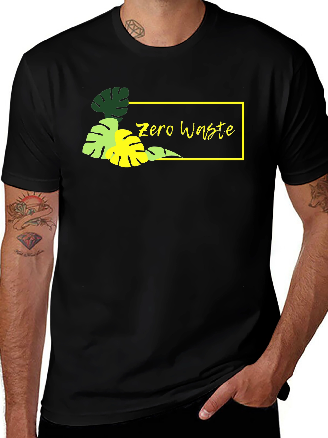 Zero Waste Black Graphic Tee - Stylish & Eco-Friendly